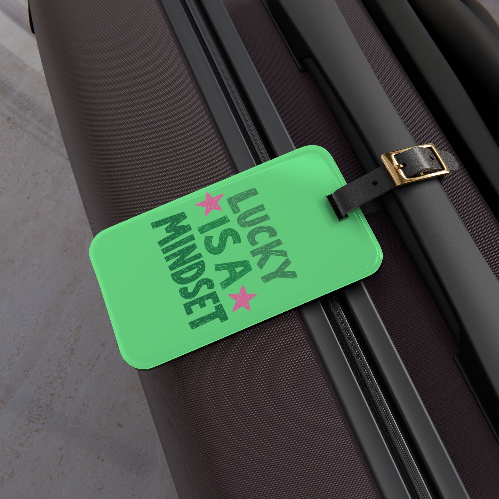 Lucky Is a Mindset Luggage Tag | Motivational Travel Accessory | Positive Quote Suitcase Tag | Cute Travel Bag Identifier | Gumpert Homestead