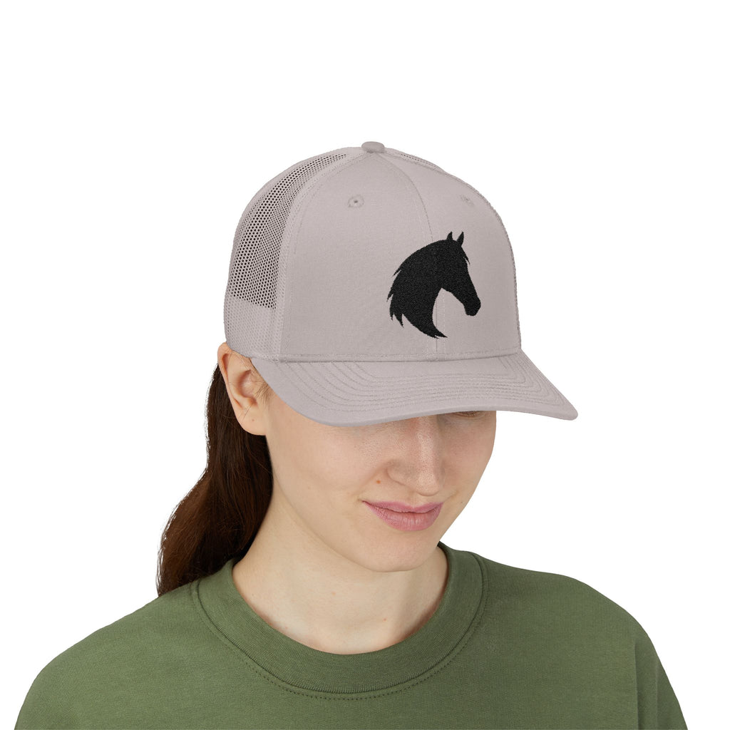 Horse Head Trucker Hat | Western Horse Silhouette Mesh Snapback Cap | Equestrian Ranch Hat | Rustic Farm Life Cowboy Cowgirl Horse Lover Hat