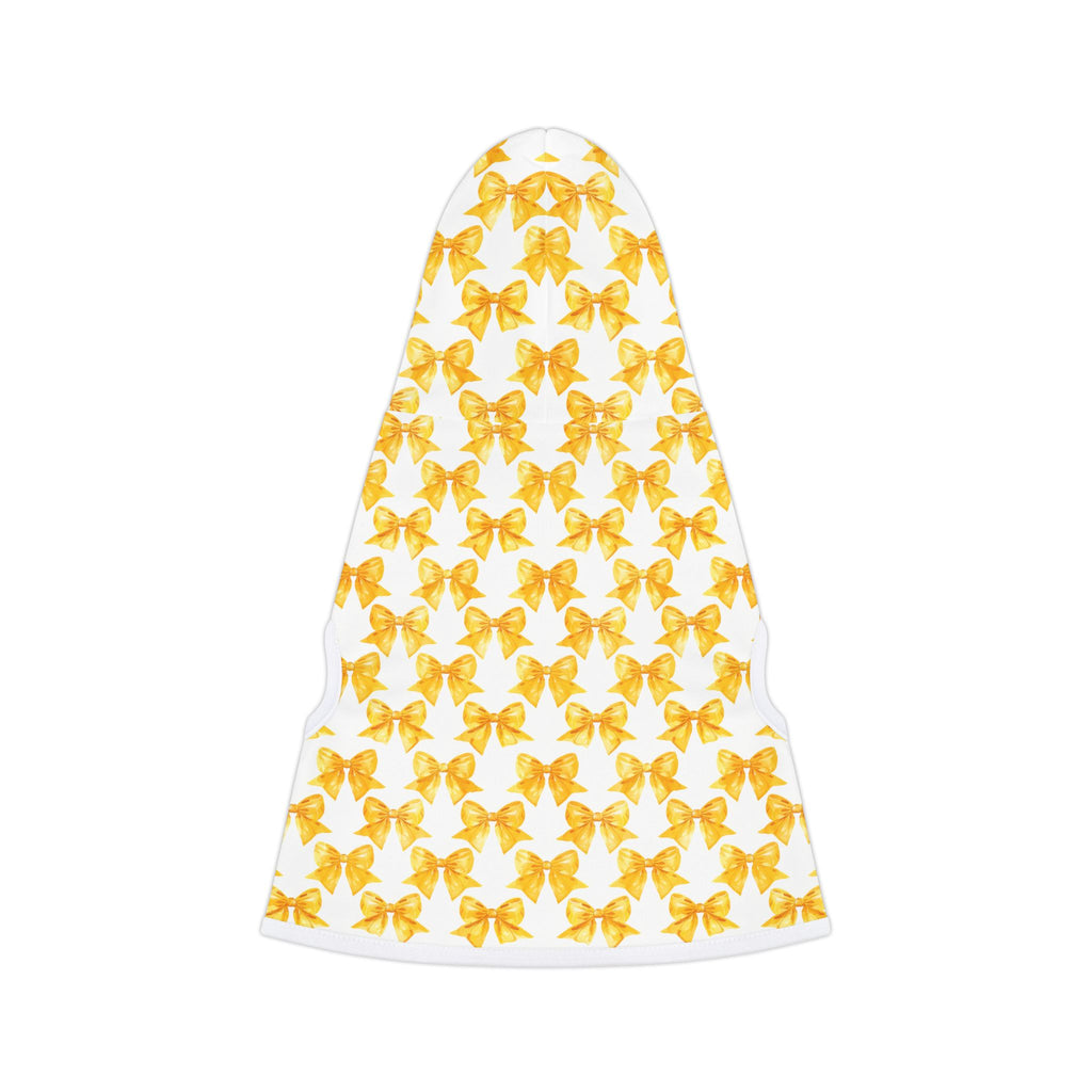Yellow Coquette Bows Cute Pet Hoodie - Adorable Puppy Sweater, Small Dog Outfit, Furry Friend Gift, Pet Apparel, Animal Lover Present