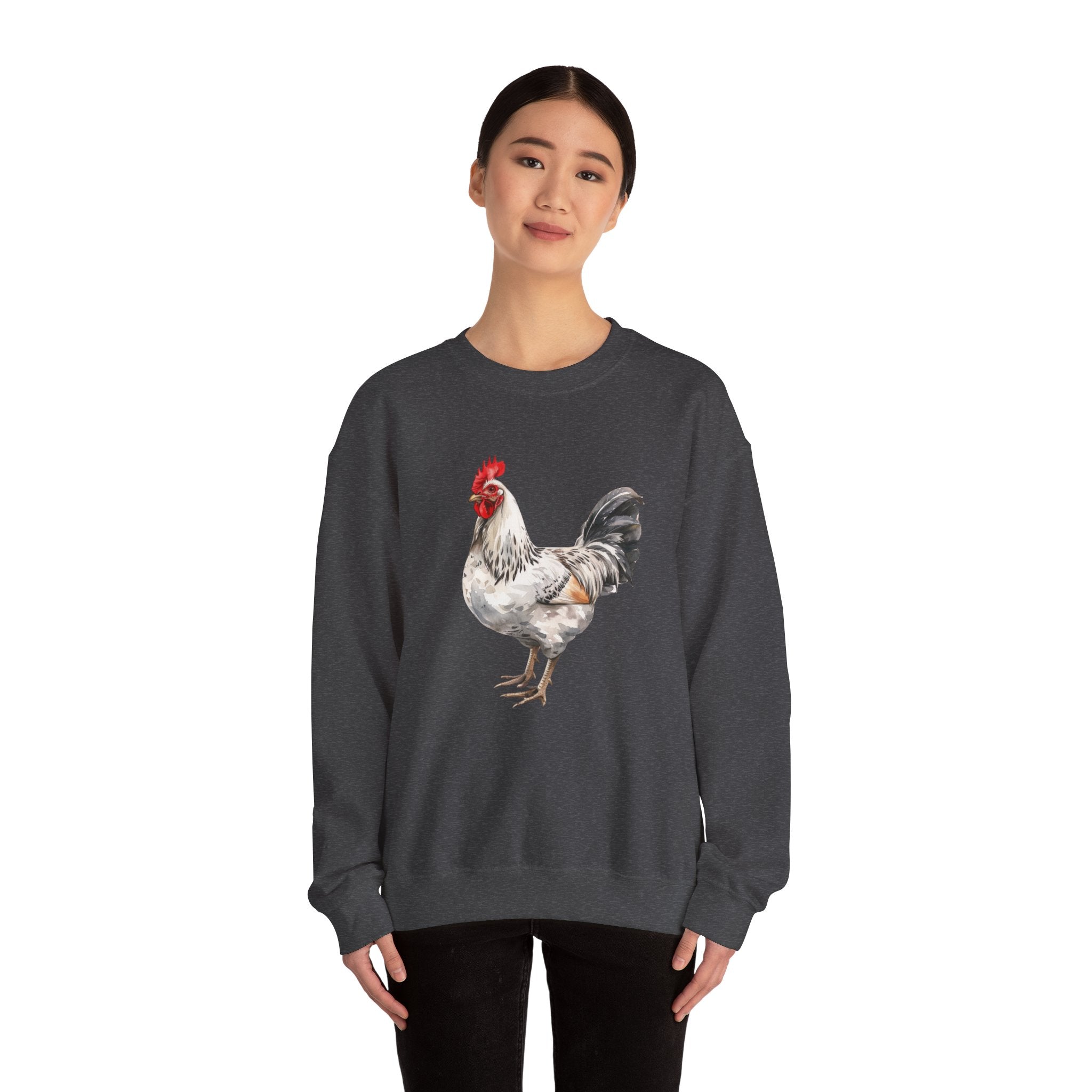Light Sussex Rooster Sweatshirt – Farmhouse Chicken Crewneck, Heritage Sussex Rooster Pullover, Homestead Apparel