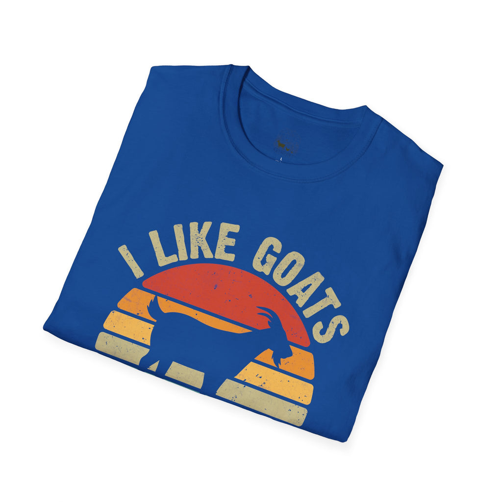 “I Like Goats & Maybe Like 3 People” Vintage Goat Lover Unisex Softstyle T-Shirt | Funny Farm Life Tee