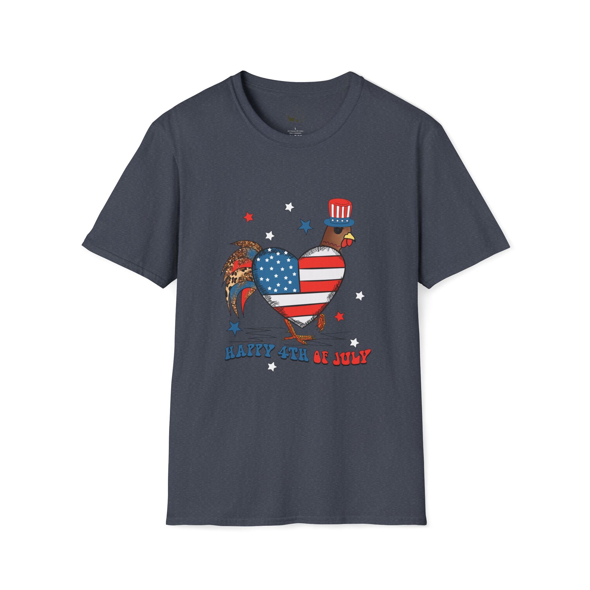 Happy 4th of July Chicken T-Shirt – Patriotic Rooster & Hen Shirt, American Flag Farm Tee, Backyard Chicken Shirt, Homestead Independence Day Apparel