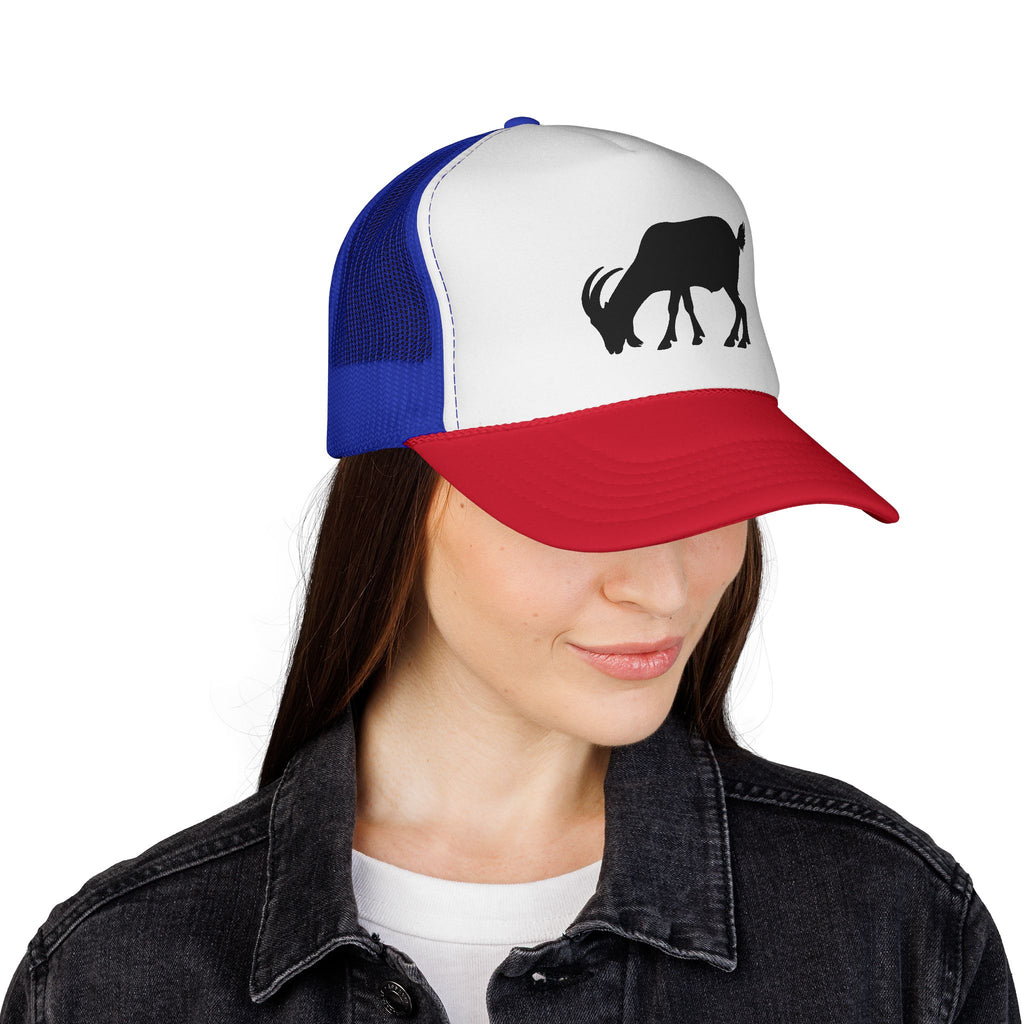 Goat Silhouette Trucker Hat – Farm Goat Hat, Homestead Goat Keeper Cap, Minimalist Farm Life Snapback