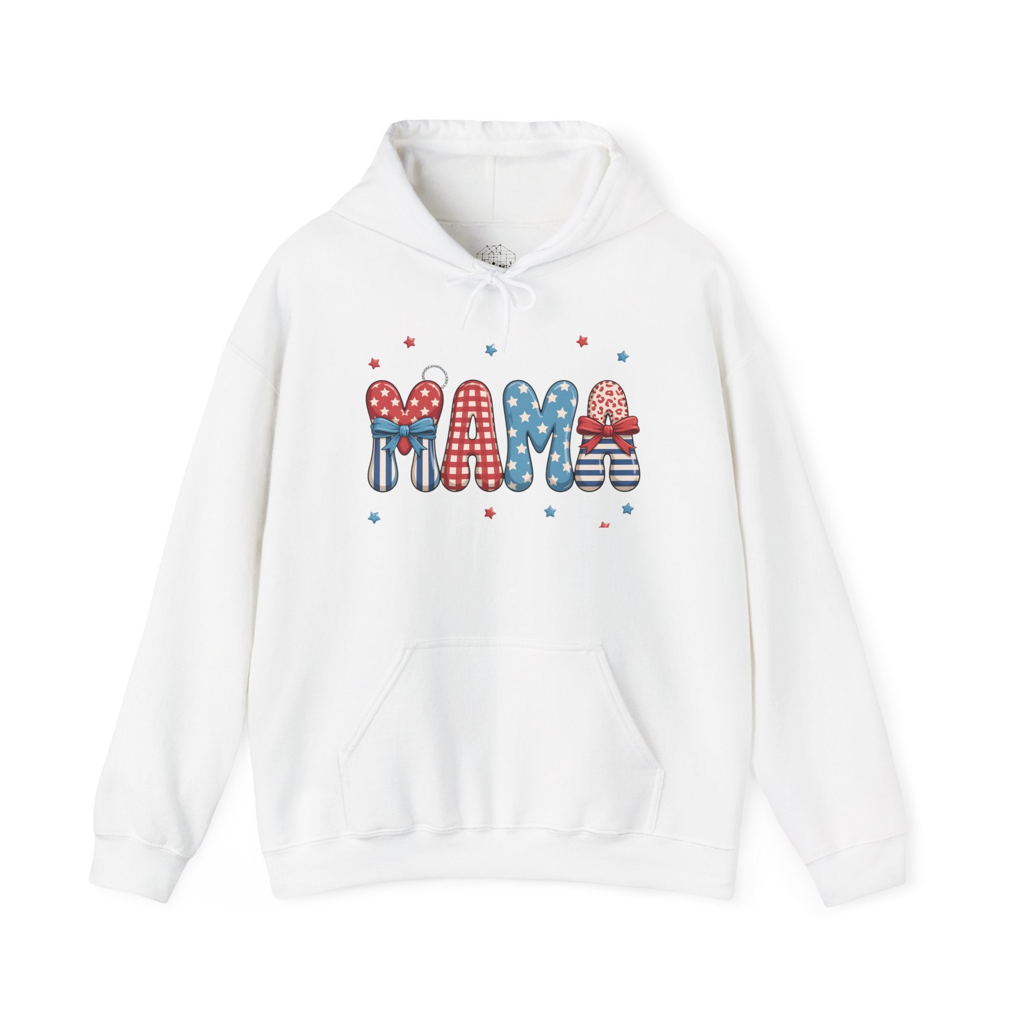 Patriotic Mama Hoodie | Red White Blue Bow Mama Sweatshirt | 4th of July Mom Hoodie | Americana Farmhouse Mom Pullover | Cottagecore Mama Hoodie | Summer Mom Apparel