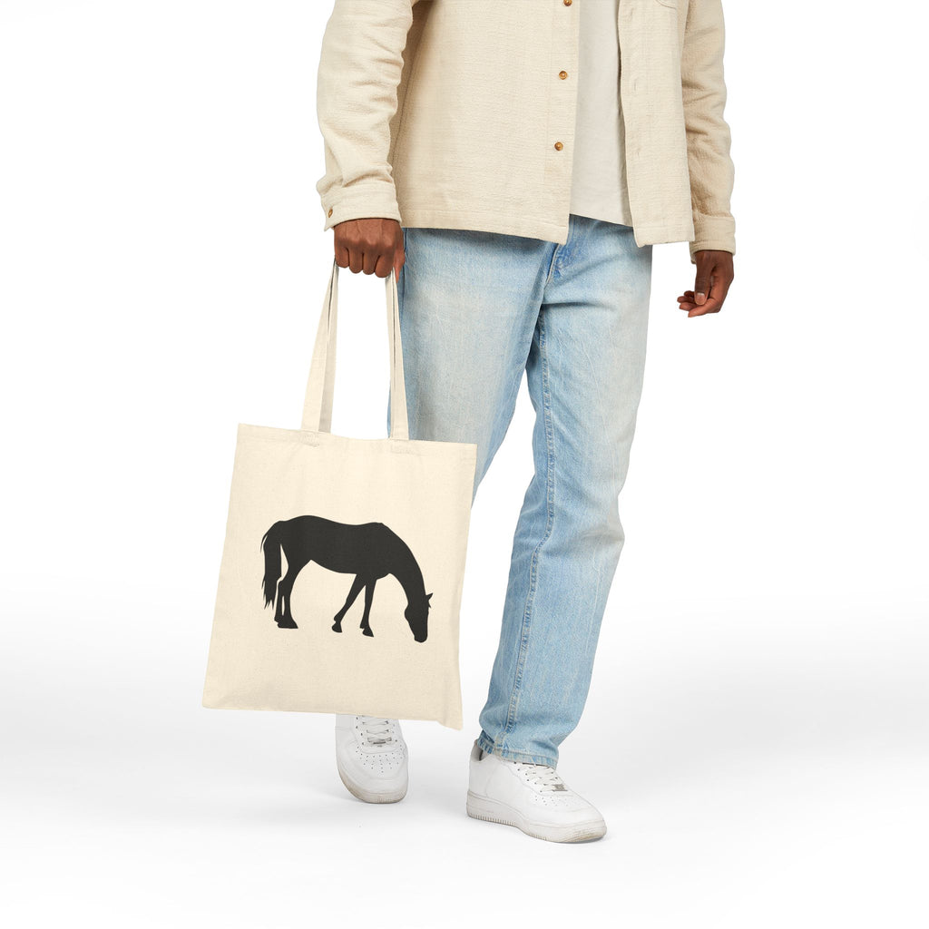 Horse Silhouette Canvas Tote Bag | Equestrian Farm Tote | Minimalist Horse Lover Market Bag | Rustic Farmhouse Country Tote