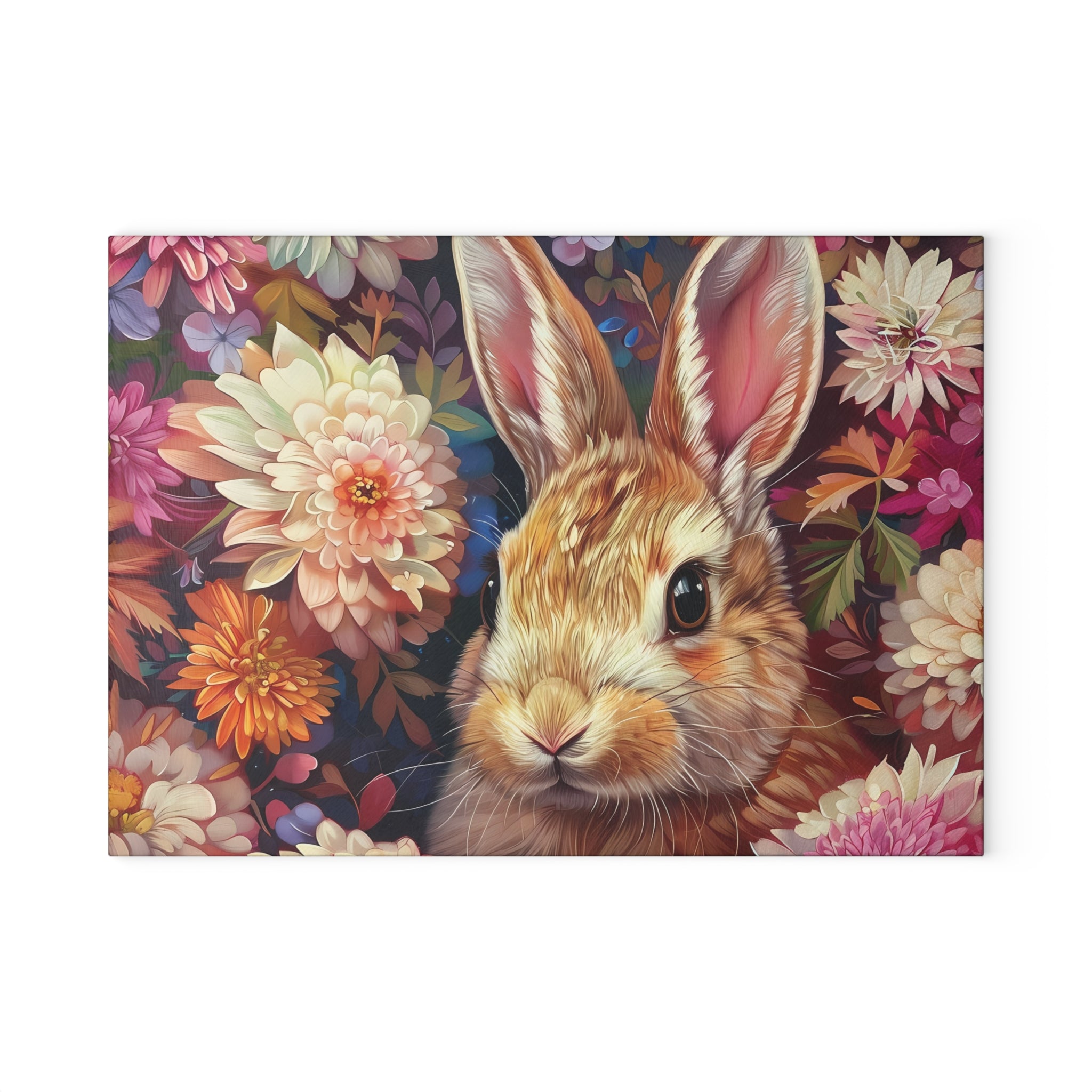 Floral Bunny Glass Cutting Board | Cottagecore Rabbit Kitchen Decor | Wildflower Bunny Tempered Glass Cutting Board | Gumpert Homestead