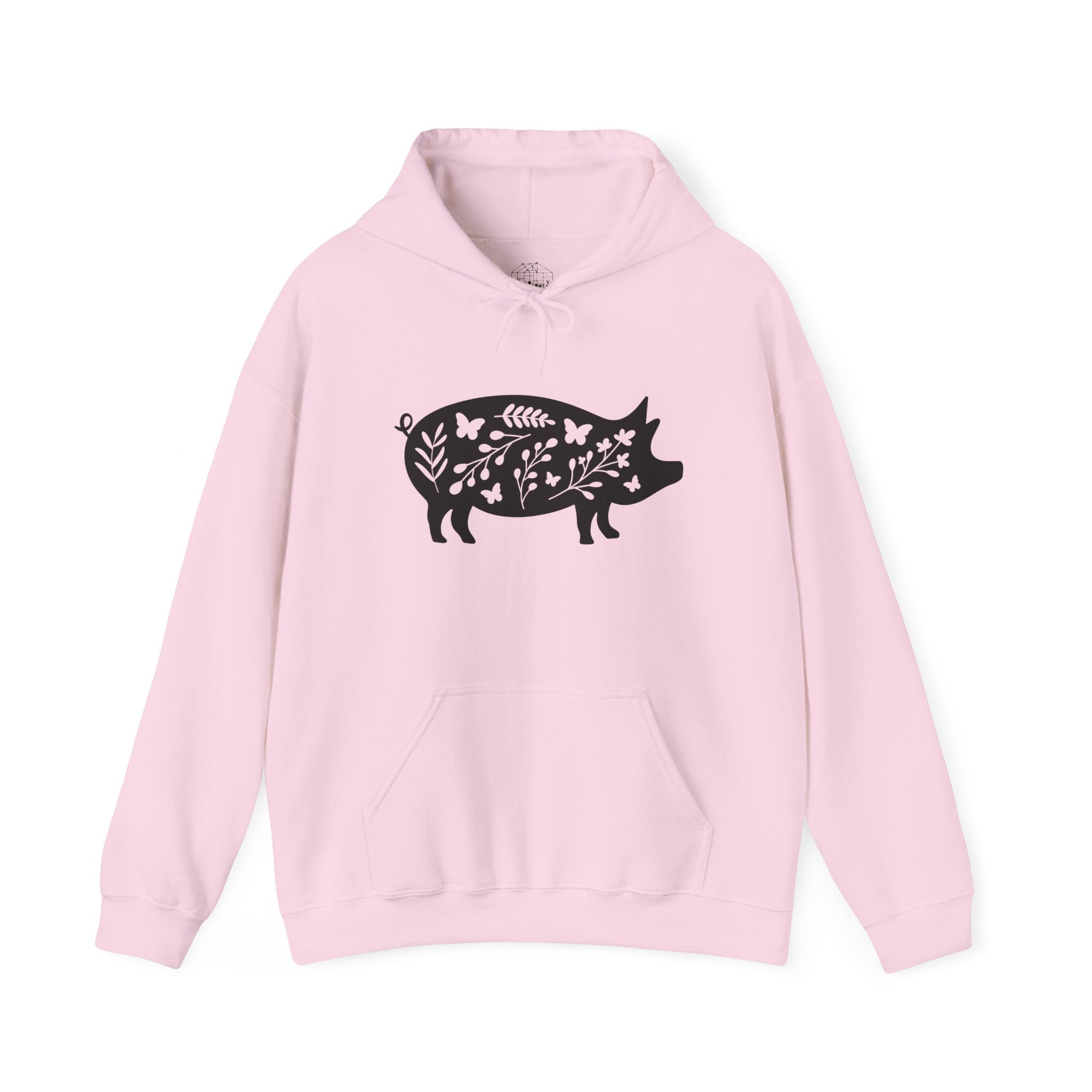 Floral Pig Silhouette Hoodie – Farm Life Sweatshirt, Pig Lover Pullover, Homestead Hoodie, Mini Pig Apparel, Farm Animal Hoodie, Country Living Unisex Hoodie