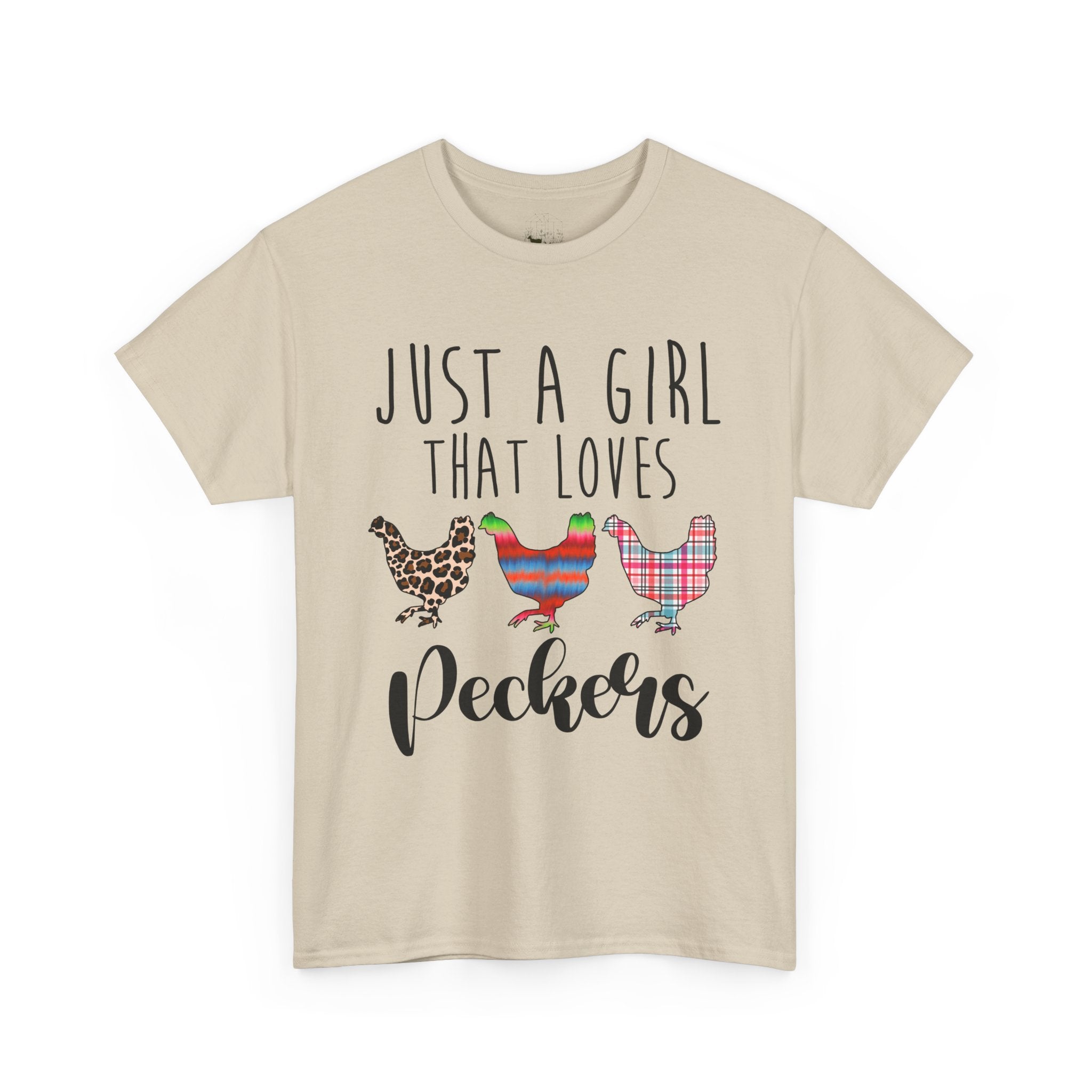 Just a Girl That Loves Peckers T-Shirt – Funny Chicken Mom Tee, Farmhouse Chicken Lover Shirt, Unisex Gildan 5000
