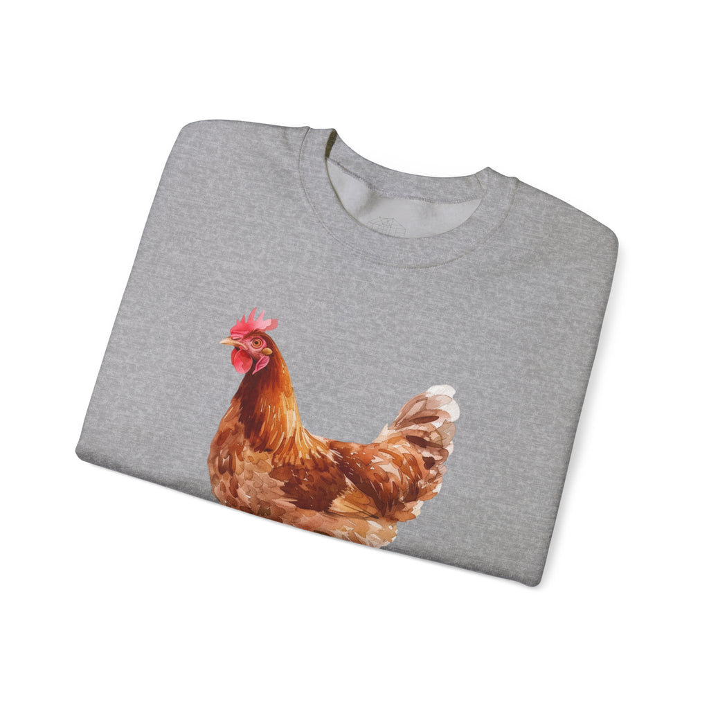 Rhode Island Red Hen Sweatshirt – Farmhouse Chicken Crewneck, Heritage Chicken Homestead Pullover, Unisex Gildan 18000