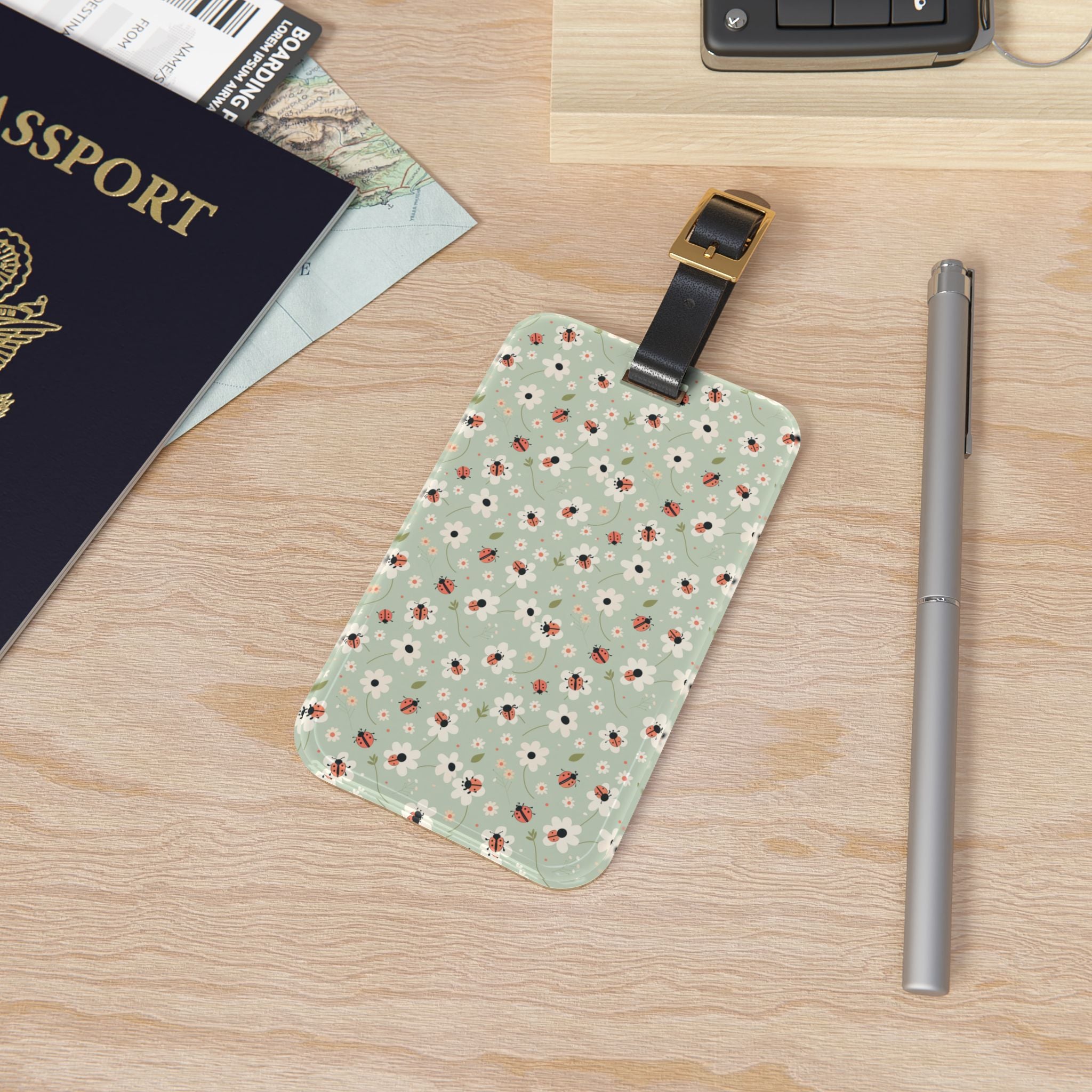 Floral Ladybug Luggage Tag | Cottagecore Suitcase Tag | Cute Daisy Travel Bag Identifier | Farmhouse Travel Accessory | Gumpert Homestead