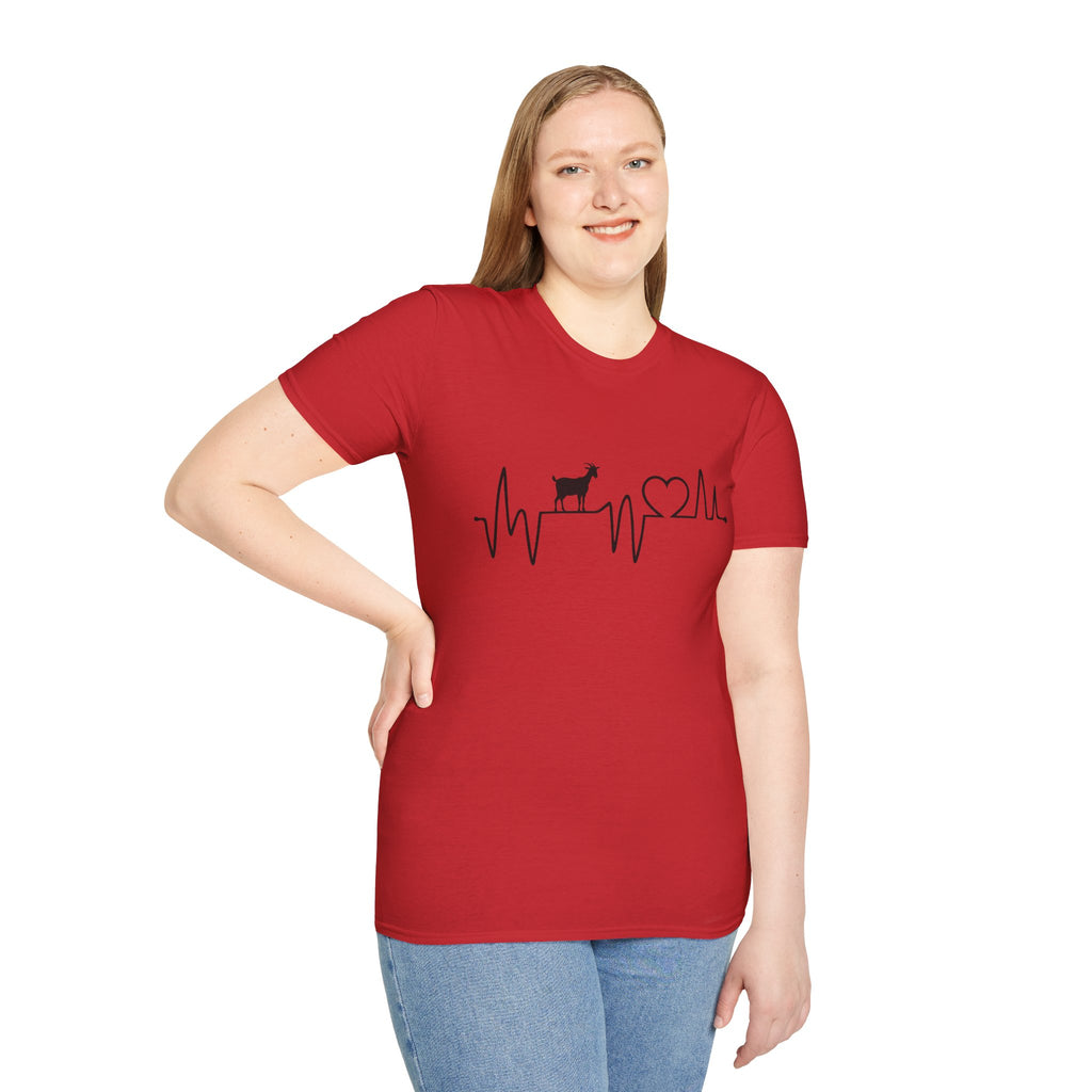Goat Heartbeat Unisex T-Shirt | Minimalist Goat Lover ECG Farm Life Tee