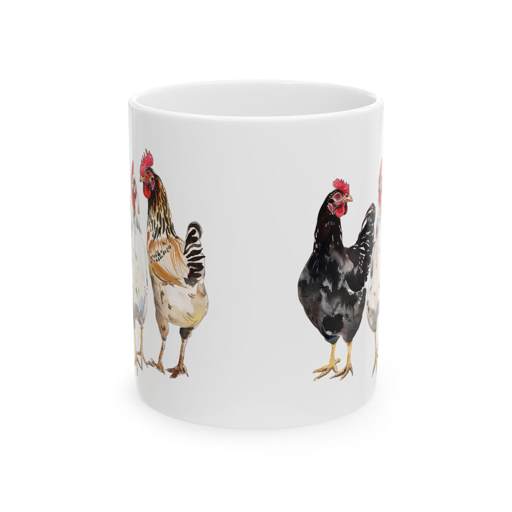 Chicken Flock Ceramic Mug – Backyard Chicken Coffee Cup, Farm Homestead Mug, Chicken Lover Gift (11oz, 15oz)