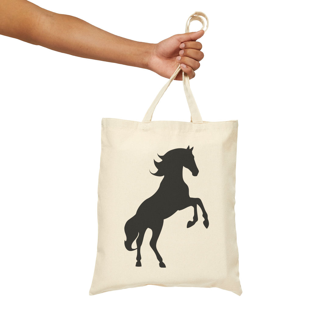 Rearing Horse Silhouette Canvas Tote Bag | Equestrian Farm Tote | Minimalist Horse Lover Market Bag | Rustic Farmhouse Country Tote