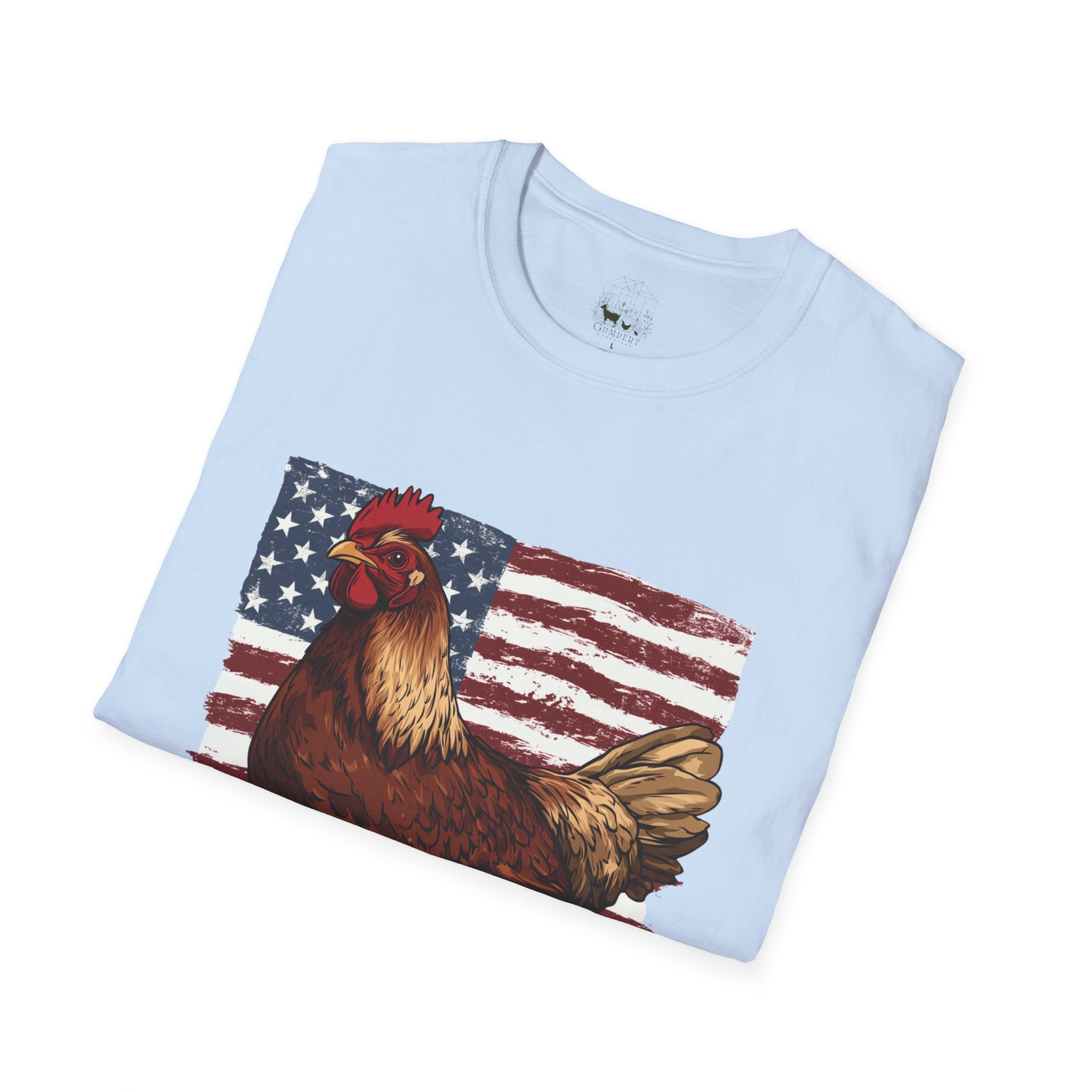 American Flag Chickens T-Shirt – American Flag Hen Shirt, Farm Life Tee, 4th of July Chicken Shirt, Backyard Chicken Keeper Gift, Homestead Farm Apparel