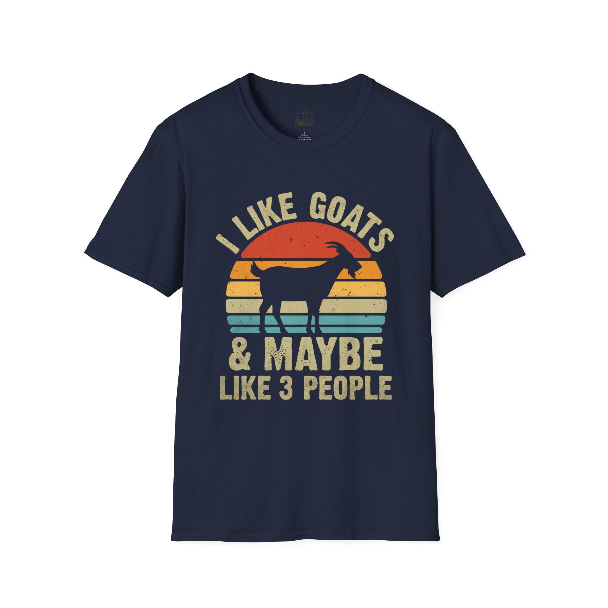 “I Like Goats & Maybe Like 3 People” Vintage Goat Lover Unisex Softstyle T-Shirt | Funny Farm Life Tee