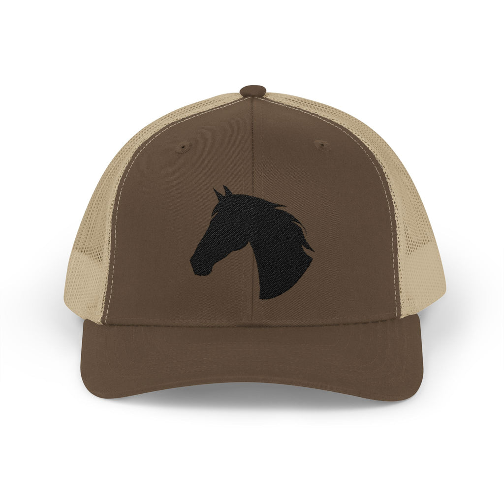 Horse Head Trucker Hat | Western Horse Silhouette Mesh Snapback Cap | Equestrian Ranch Hat | Rustic Farm Life Cowboy Cowgirl Horse Lover Hat
