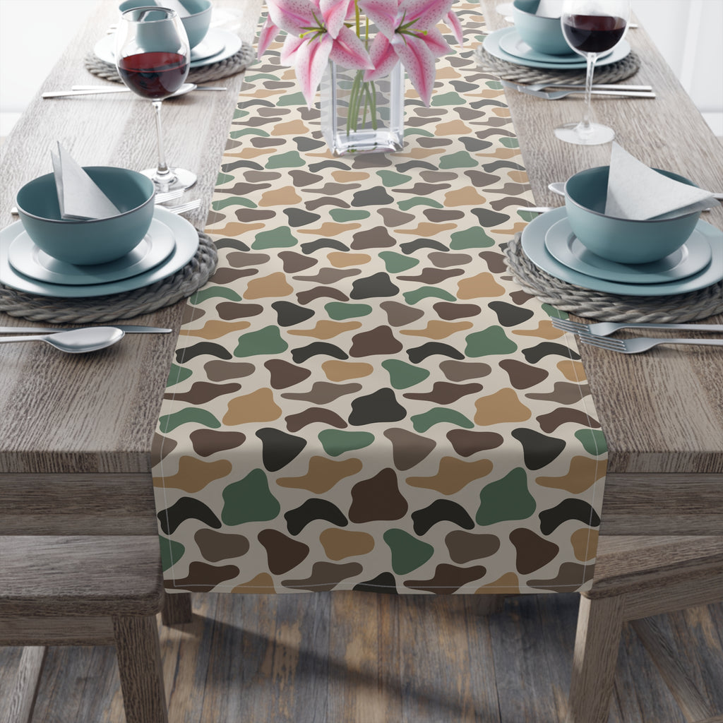 Duck Camo Farmhouse Table Runner | Rustic Waterfowl Kitchen Decor | Country Duck Print Dining Table Linen | Homestead Farm Table Runner