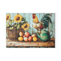 Farmhouse Rooster Glass Cutting Board | Rustic Chicken Kitchen Decor | Sunflower & Egg Tempered Glass Cutting Board | Gumpert Homestead