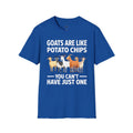 “Goats Are Like Potato Chips – You Can’t Have Just One” Funny Goat Lover Unisex T-Shirt | Farm Life Goat Tee