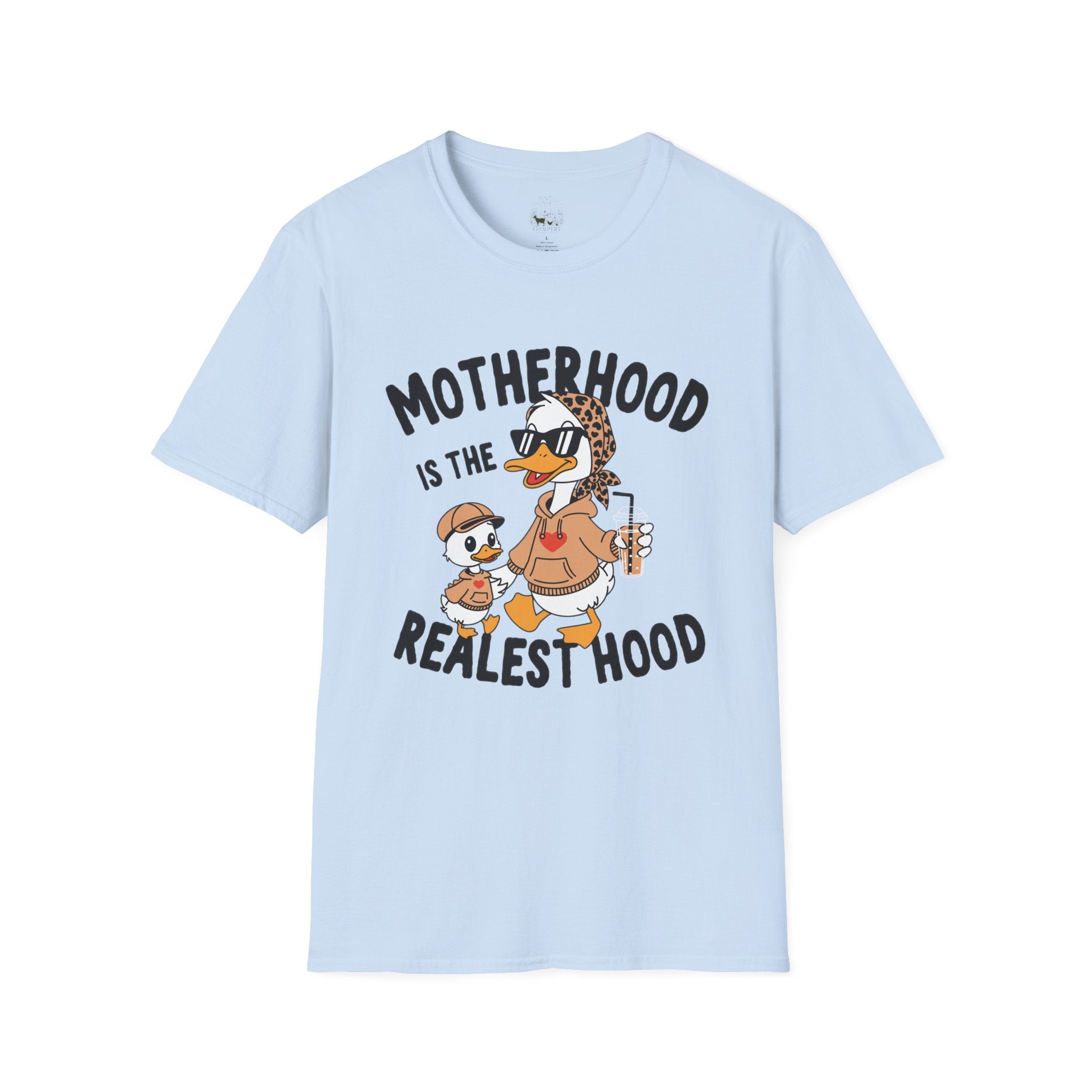 Motherhood Is the Realest Hood Funny Duck Mom Unisex T-Shirt | Farm Mom Graphic Tee