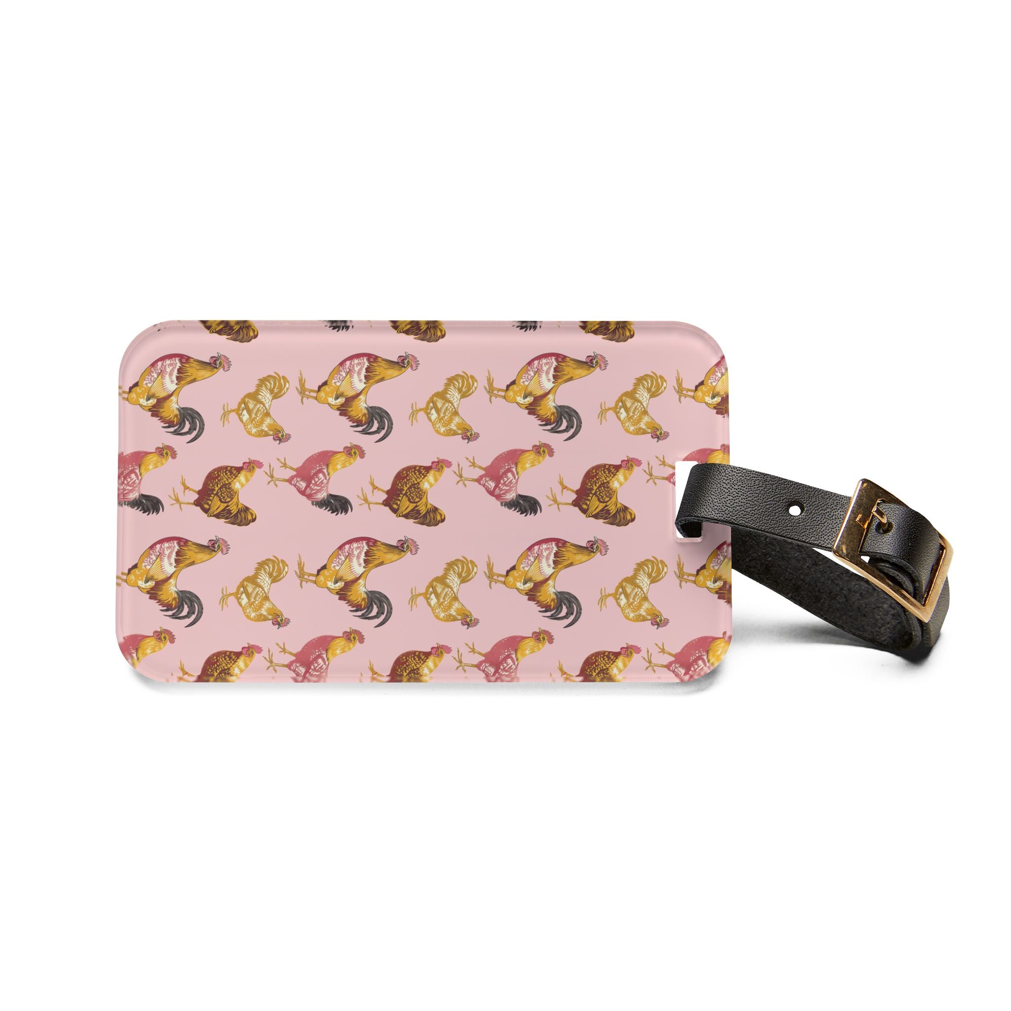 Pink Chicken Luggage Tag | Farmhouse Rooster Travel Accessory | Cute Poultry Suitcase Tag | Cottagecore Bag Identifier | Gumpert Homestead