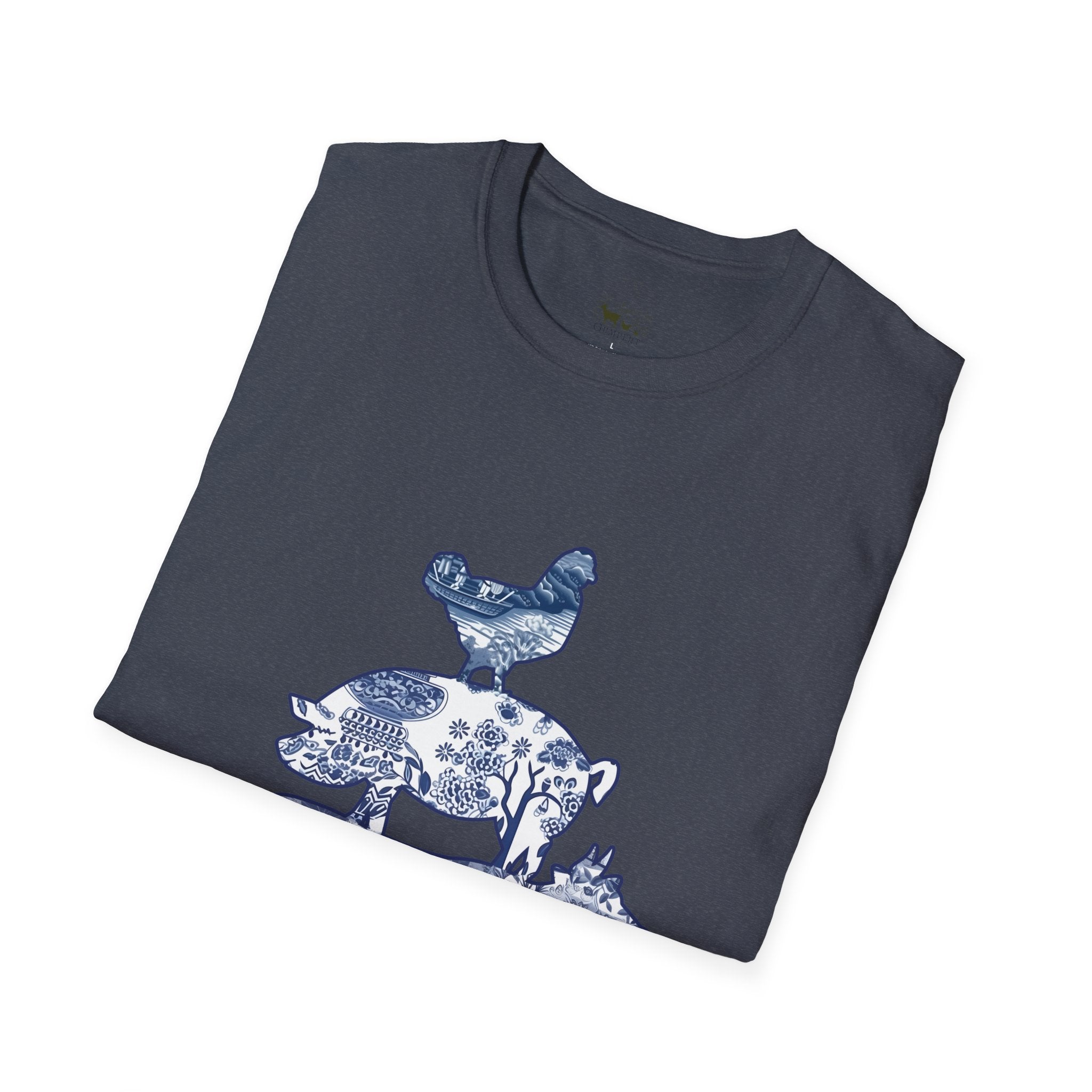 Floral Pig Stack T-Shirt – Cute Farm Pig Shirt, Cottagecore Pig Graphic Tee, Farm Life Animal Shirt, Homestead Apparel, Pig Lover Gift