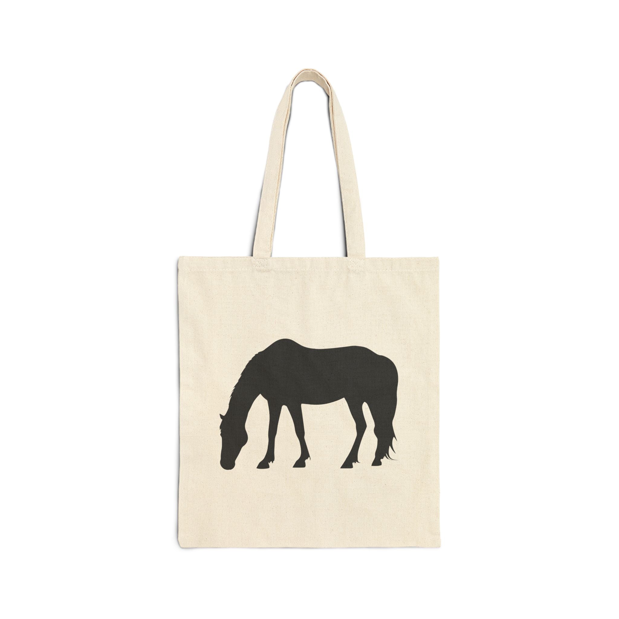 Horse Silhouette Canvas Tote Bag | Equestrian Farm Tote | Minimalist Horse Lover Market Bag | Rustic Farmhouse Country Tote