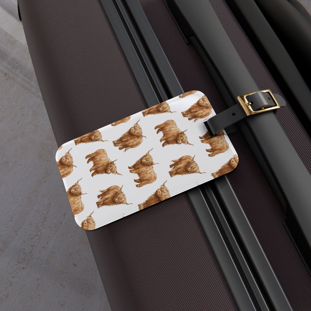 Highland Cow Luggage Tag | Rustic Farmhouse Travel Accessory | Cow Lover Suitcase Tag | Western Travel Bag Identifier | Gumpert Homestead
