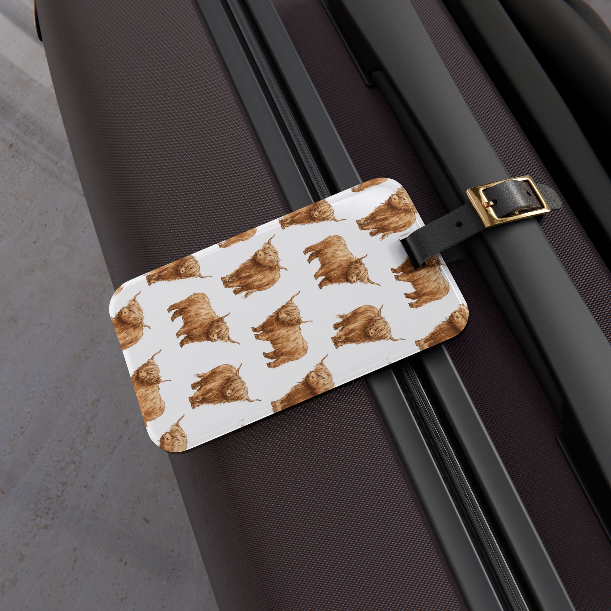 Highland Cow Luggage Tag | Rustic Farmhouse Travel Accessory | Cow Lover Suitcase Tag | Western Travel Bag Identifier | Gumpert Homestead