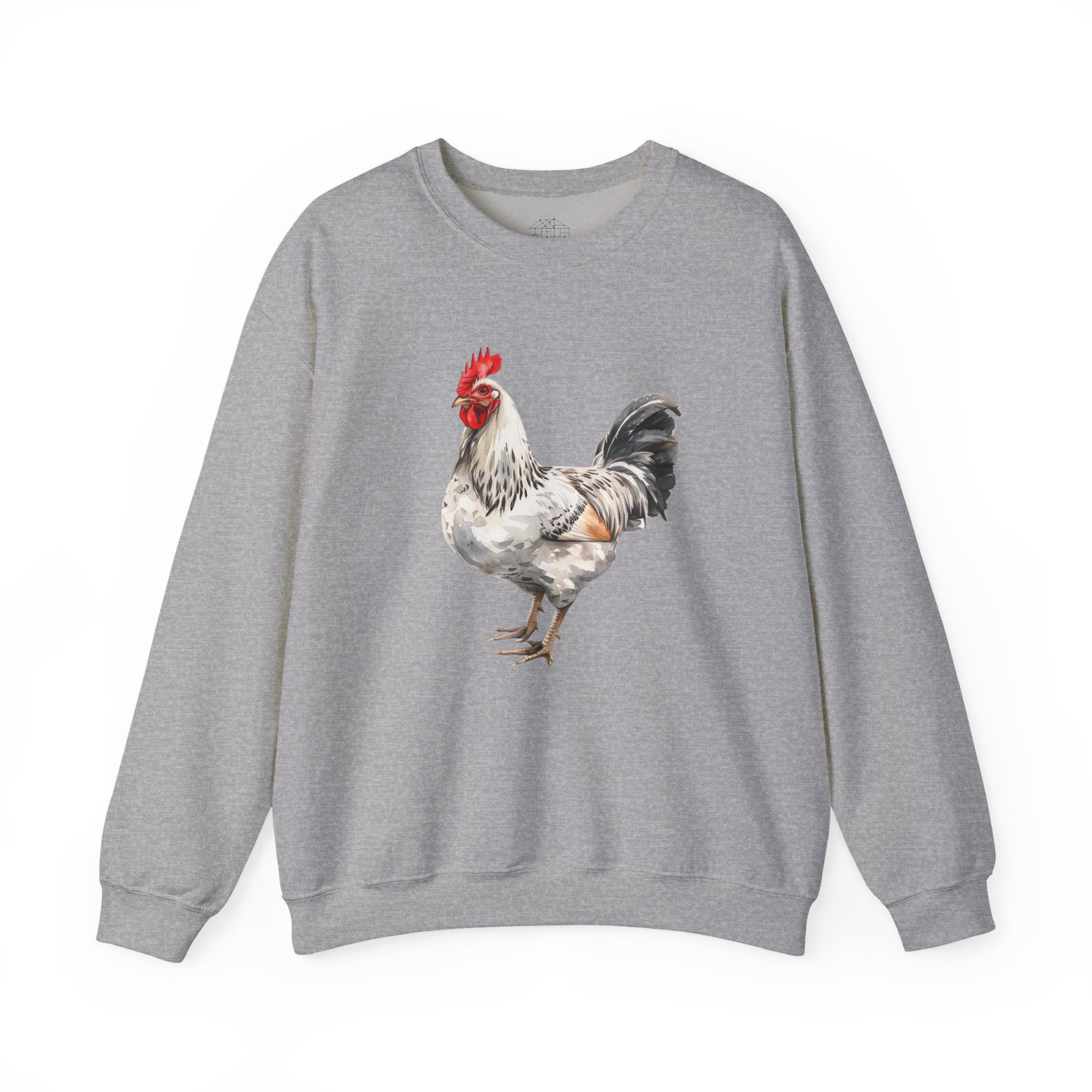 Light Sussex Rooster Sweatshirt – Farmhouse Chicken Crewneck, Heritage Sussex Rooster Pullover, Homestead Apparel