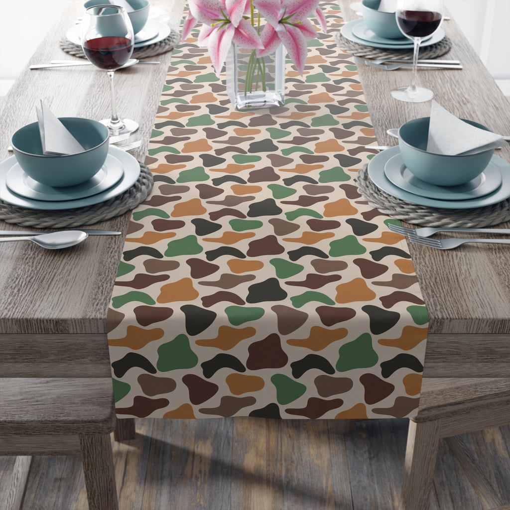 Duck Camo Farmhouse Table Runner | Rustic Waterfowl Kitchen Decor | Country Duck Print Dining Table Linen | Homestead Farm Table Runner