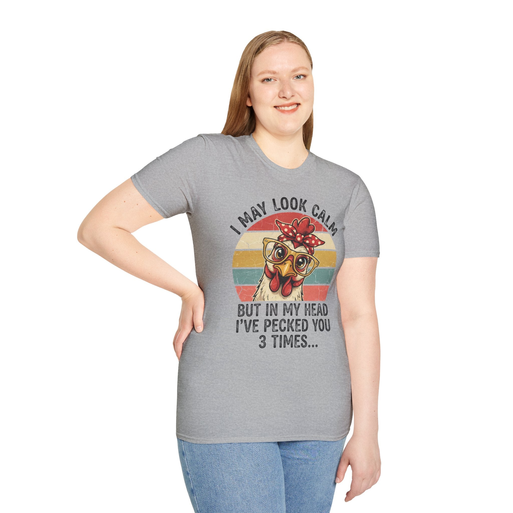 I May Look Calm But In My Head I’ve Pecked You 3 Times Funny Chicken Unisex T-Shirt | Farm Life Hen Lover Tee