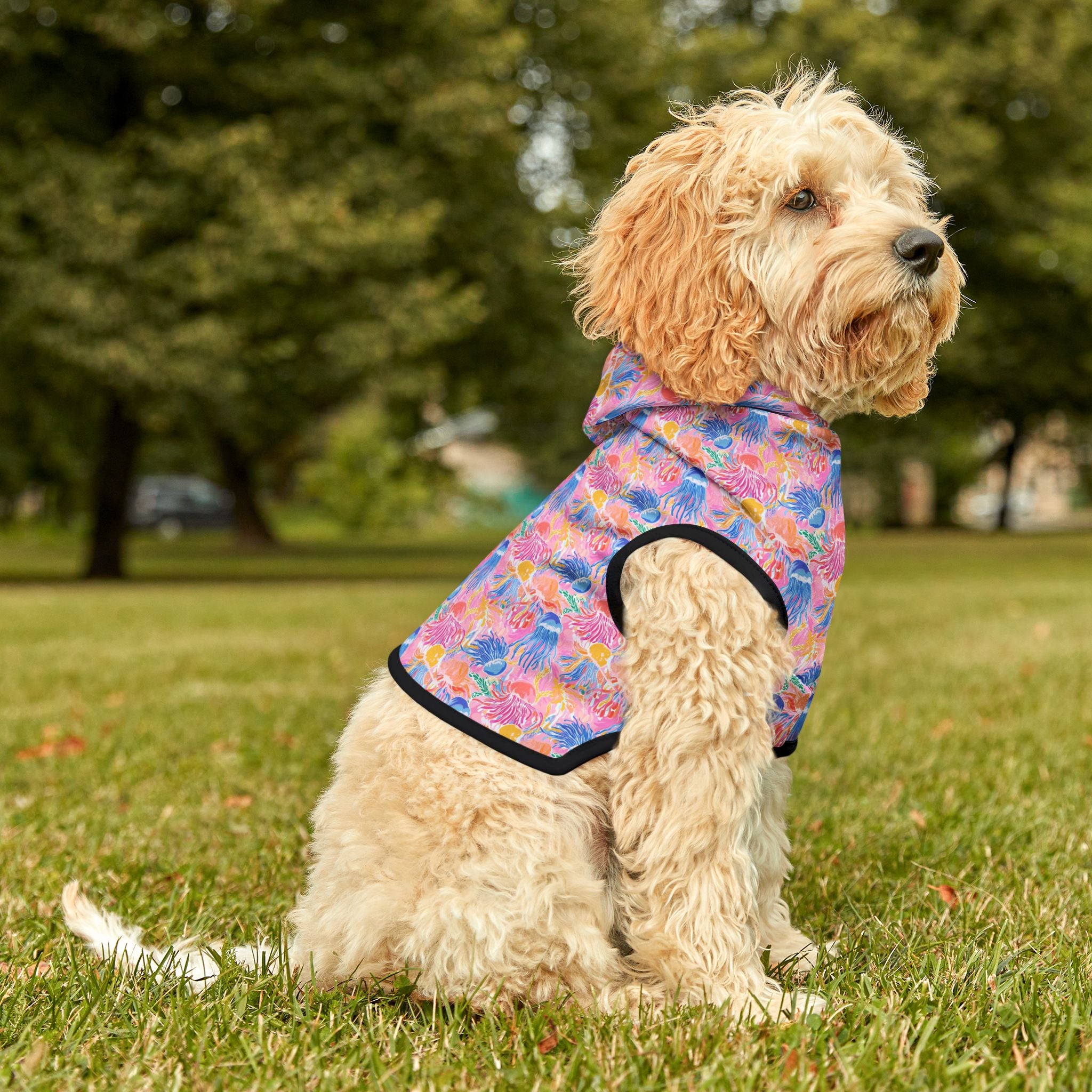 Pink Neon Jellyfish Pet Hoodie, Cute Animal Lover Gift, Dog Sweater, Cat Jumper, Pet Clothing