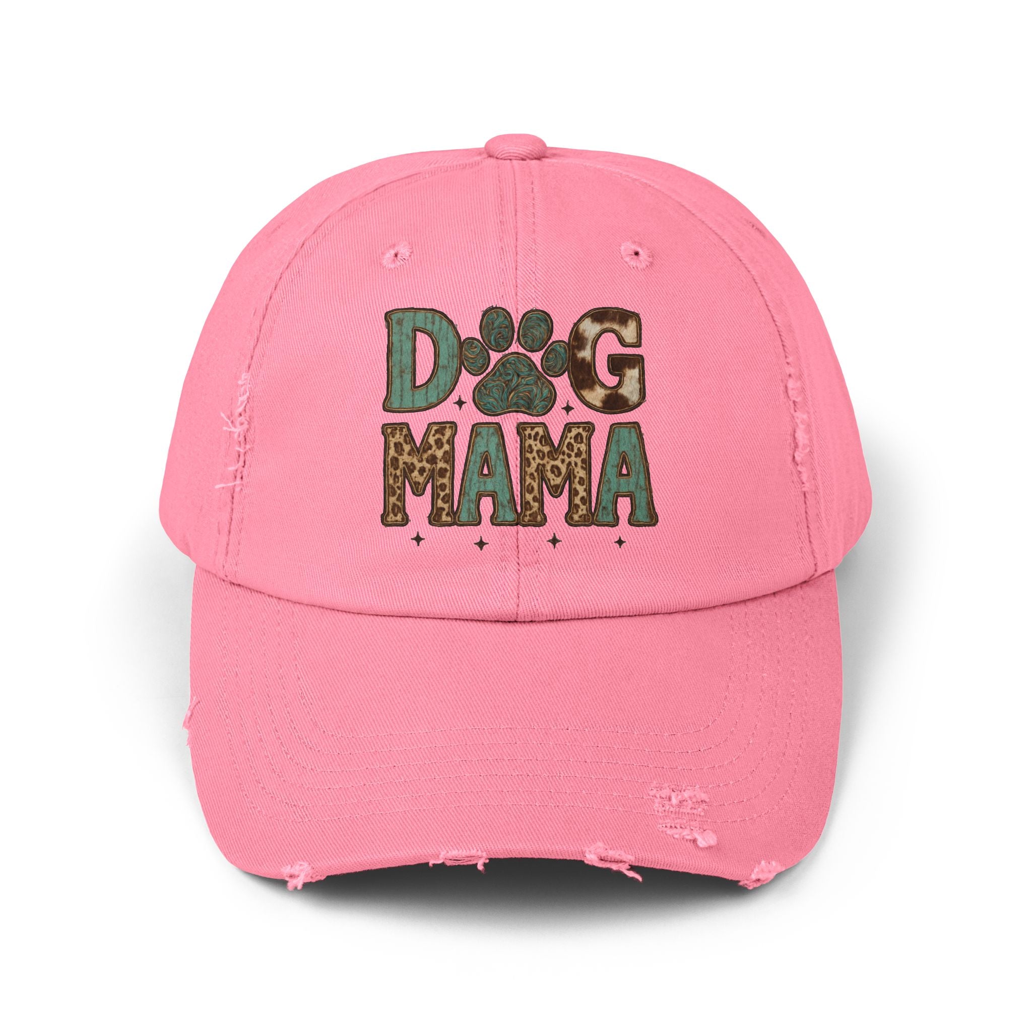 Dog Mama Distressed Baseball Cap – Vintage Dog Mom Hat, Farmhouse Pet Lover Cap, Washed Cotton Casual Hat