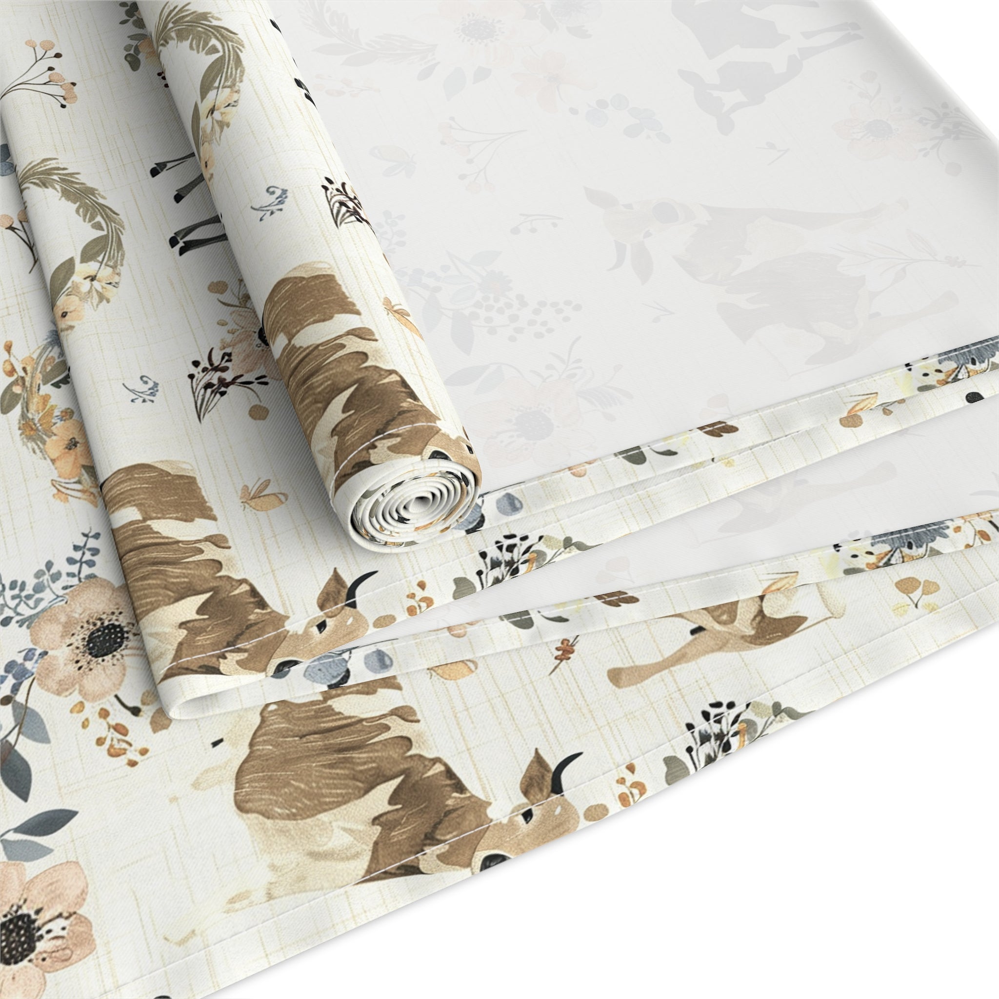Floral Cow Farmhouse Table Runner | Cottagecore Country Dining Table Decor | Rustic Farm Animal Table Linen | Homestead Kitchen Runner
