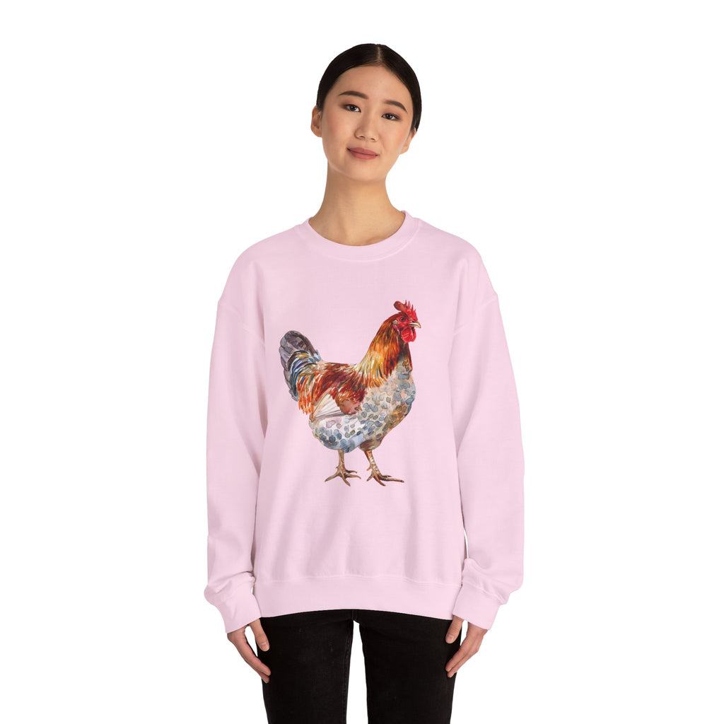 Easter Egger Rooster Sweatshirt – Farmhouse Chicken Crewneck, Colorful Ameraucana-Style Rooster Pullover, Homestead Apparel