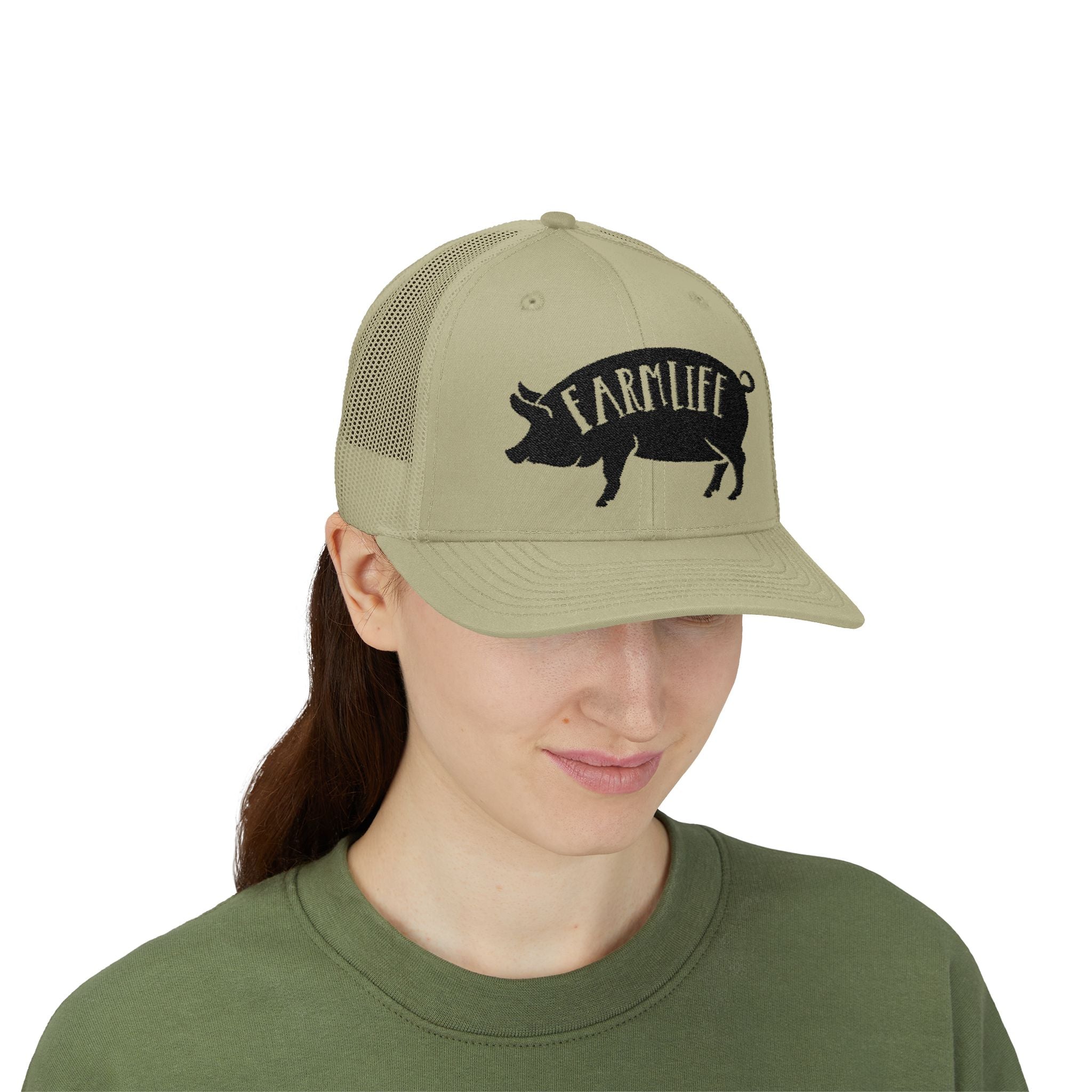 Farm Life Pig Snapback Trucker Hat – Rustic Farm Trucker Cap, Homestead Hat, Pig Lover Farm Cap, Country Lifestyle Mesh Hat