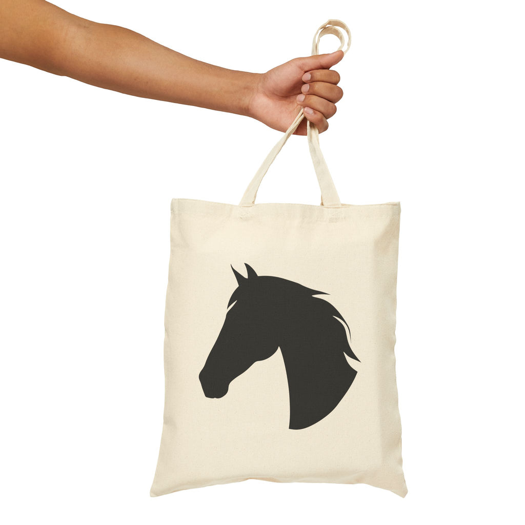 Horse Head Silhouette Canvas Tote Bag | Equestrian Farm Tote | Minimalist Horse Lover Market Bag | Rustic Farmhouse Country Tote