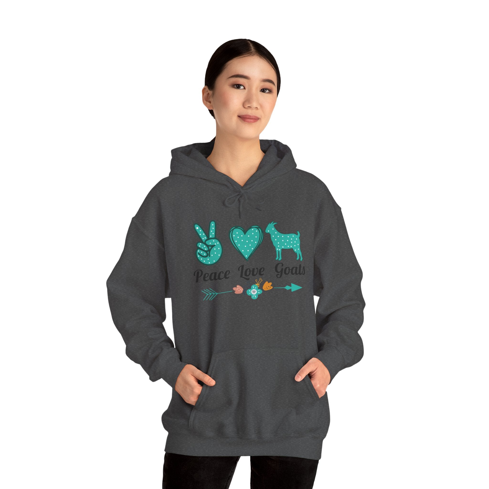 Peace Love Goats Hoodie – Unisex Farmhouse Goat Lover Sweatshirt | Cozy Homestead Country Apparel