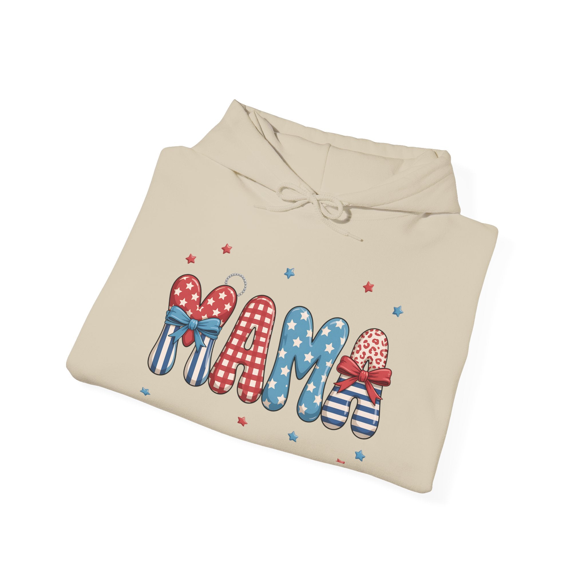 Patriotic Mama Hoodie | Red White Blue Bow Mama Sweatshirt | 4th of July Mom Hoodie | Americana Farmhouse Mom Pullover | Cottagecore Mama Hoodie | Summer Mom Apparel