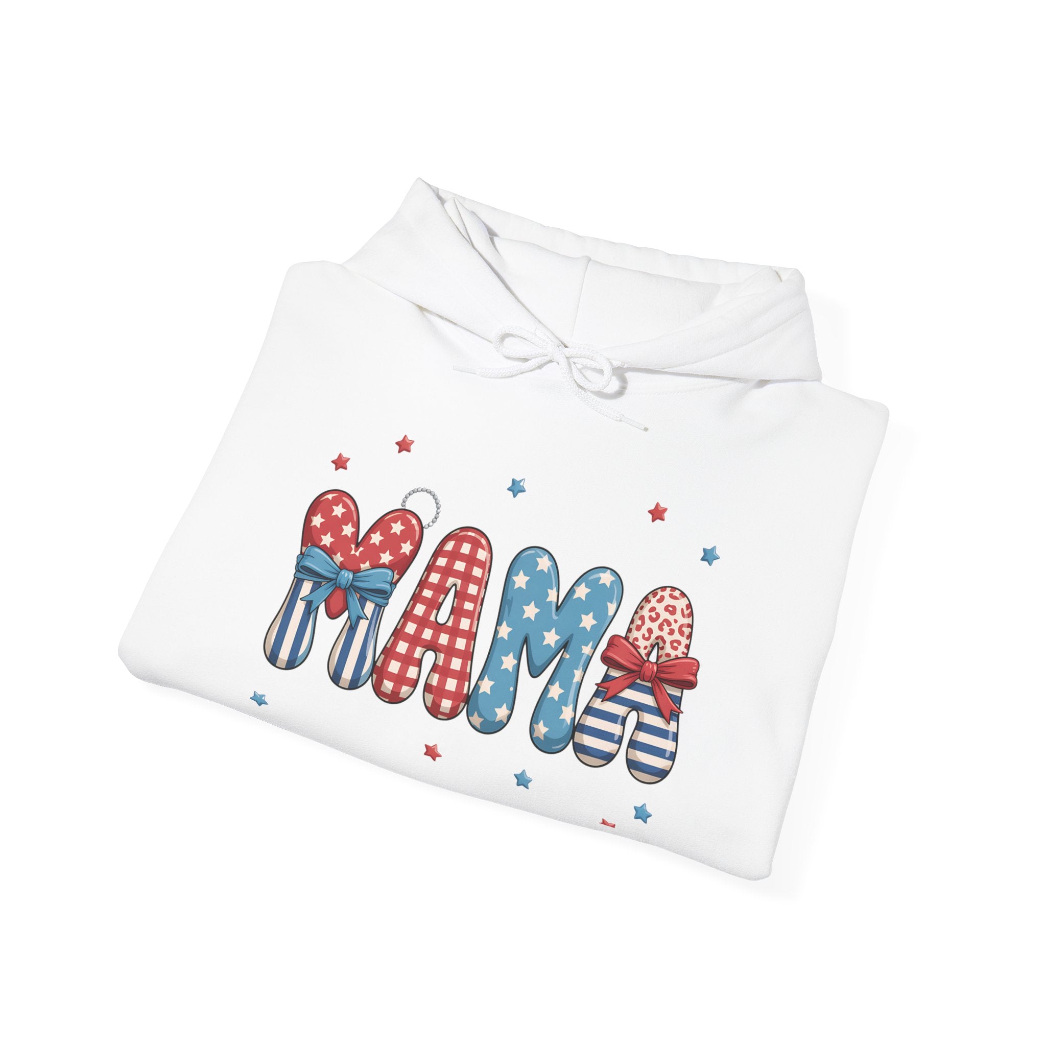 Patriotic Mama Hoodie | Red White Blue Bow Mama Sweatshirt | 4th of July Mom Hoodie | Americana Farmhouse Mom Pullover | Cottagecore Mama Hoodie | Summer Mom Apparel