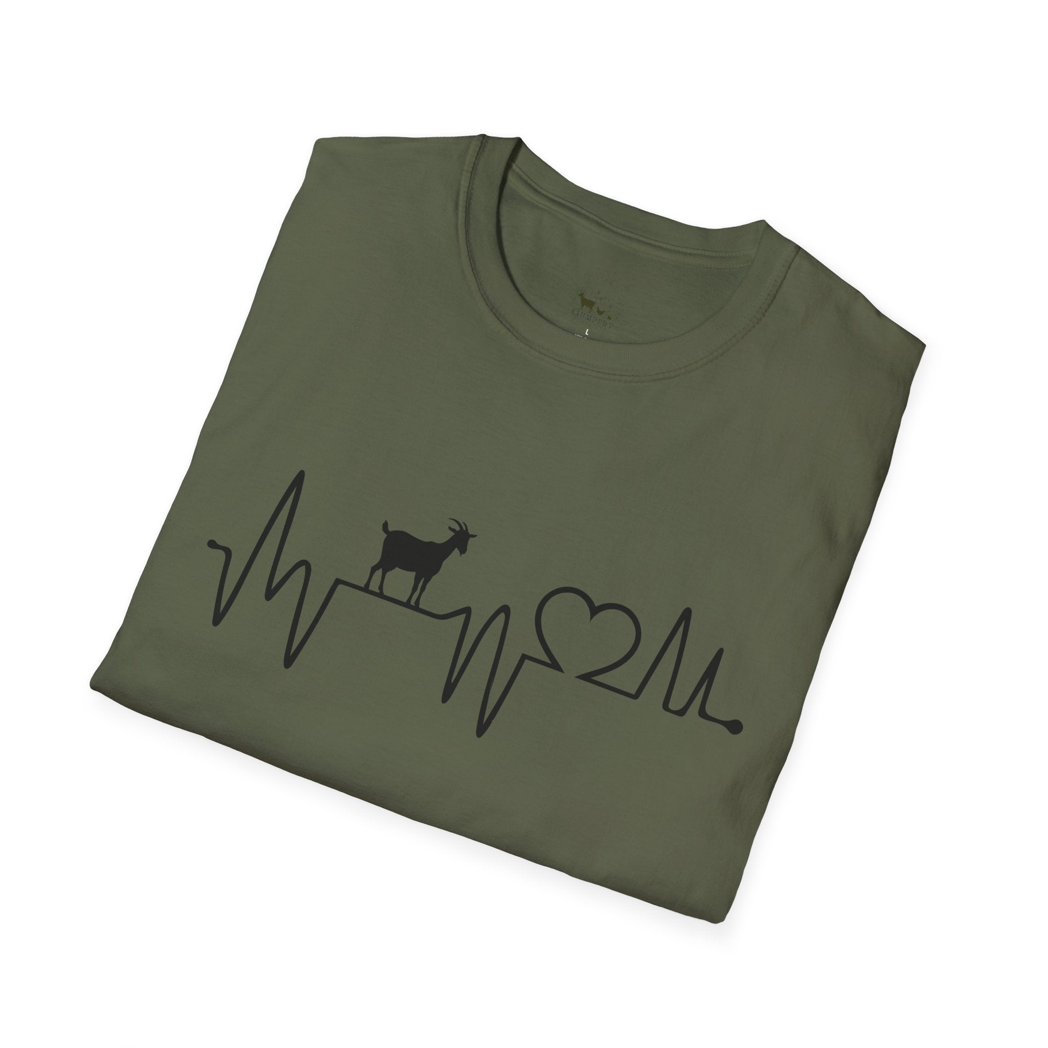 Goat Heartbeat Unisex T-Shirt | Minimalist Goat Lover ECG Farm Life Tee