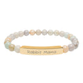 Rabbit Mama Natural Stone Stretch Bracelet – Engraved Bunny Lover Jewelry, Rabbit Mom Gift, Rustic Farmhouse Bracelet