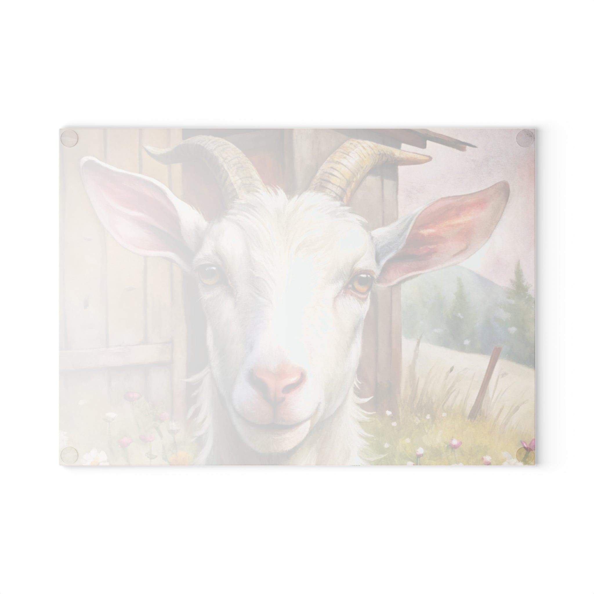 Farmhouse Goat Glass Cutting Board | Rustic Goat Kitchen Decor | Cottagecore Farm Animal Tempered Glass Cutting Board | Gumpert Homestead