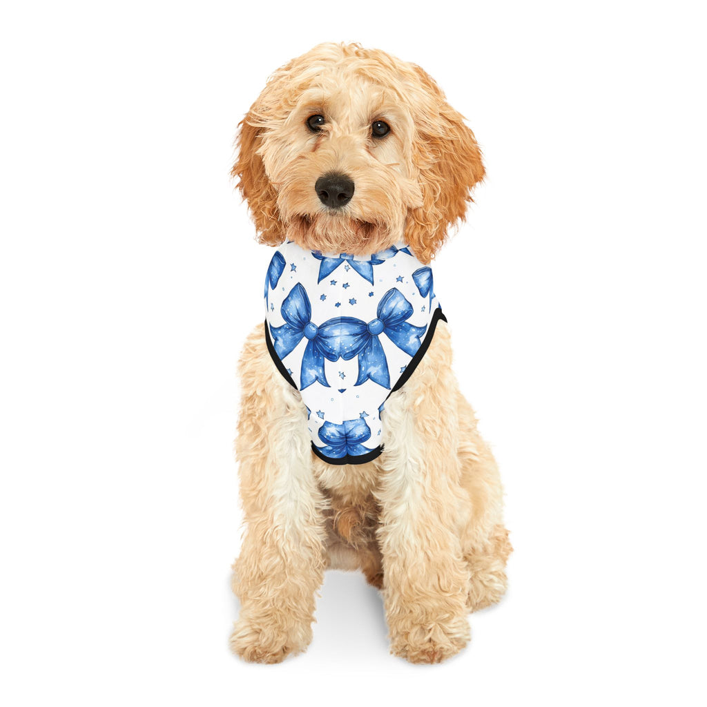 Blue Coquette Bows Cute Pet Hoodie - Adorable Puppy Sweater, Small Dog Outfit, Furry Friend Gift, Pet Apparel, Animal Lover Present