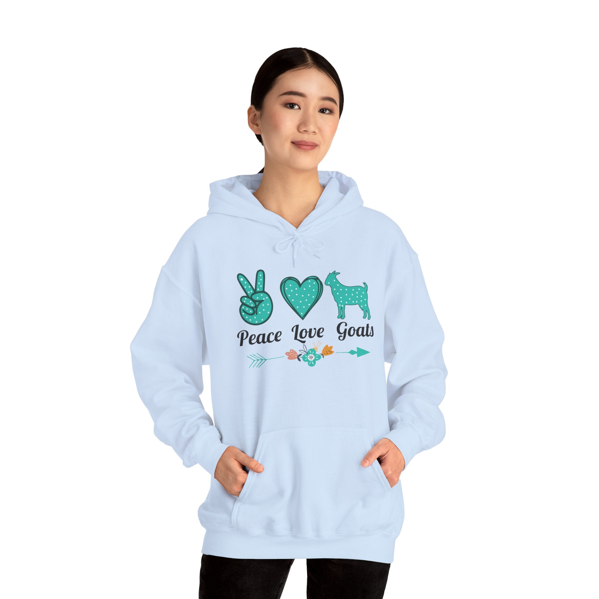 Peace Love Goats Hoodie – Unisex Farmhouse Goat Lover Sweatshirt | Cozy Homestead Country Apparel