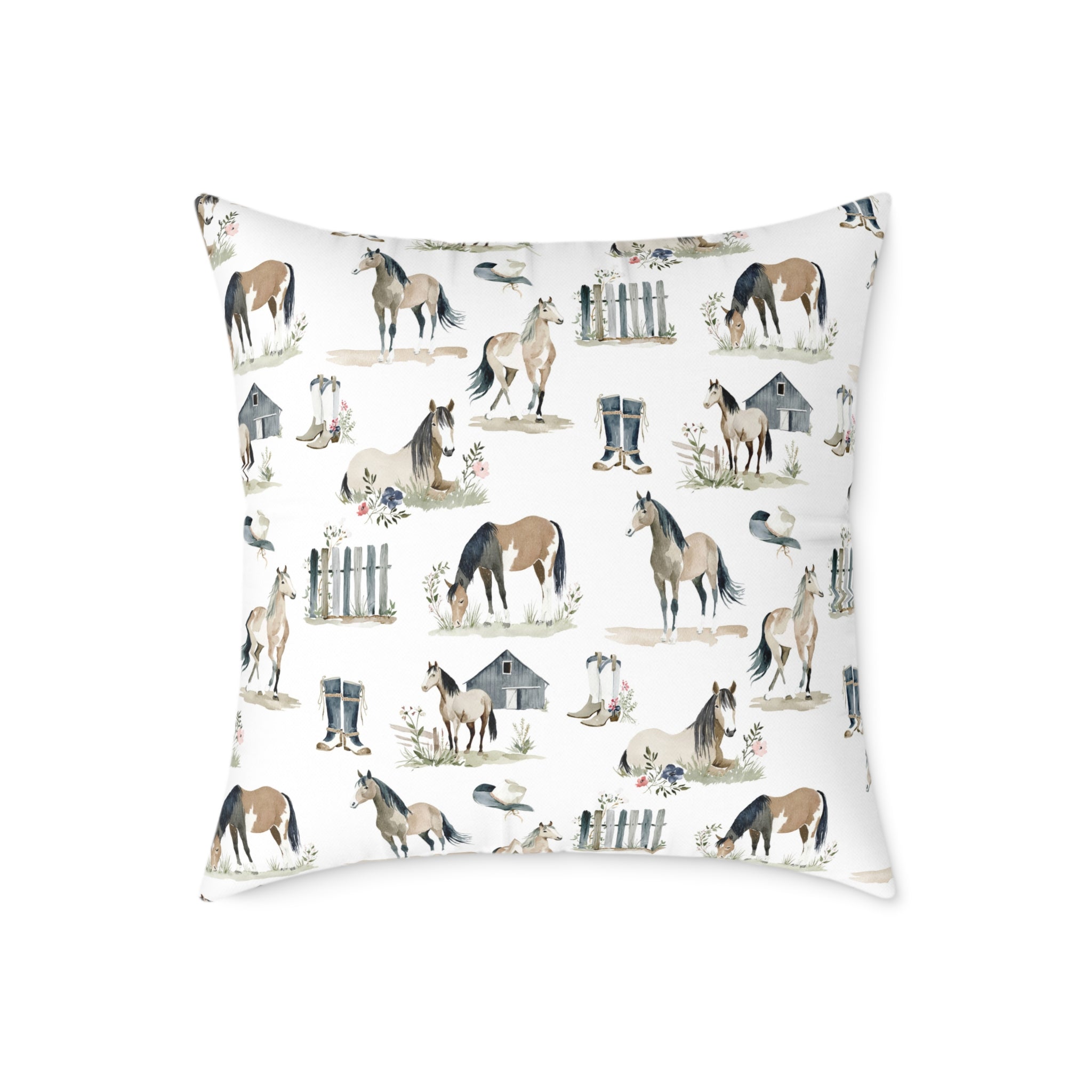 Farmhouse Horse Throw Pillow | Rustic Equestrian Accent Pillow | Cottagecore Horse Decor Cushion | Western Country Home Decor | Gumpert Homestead