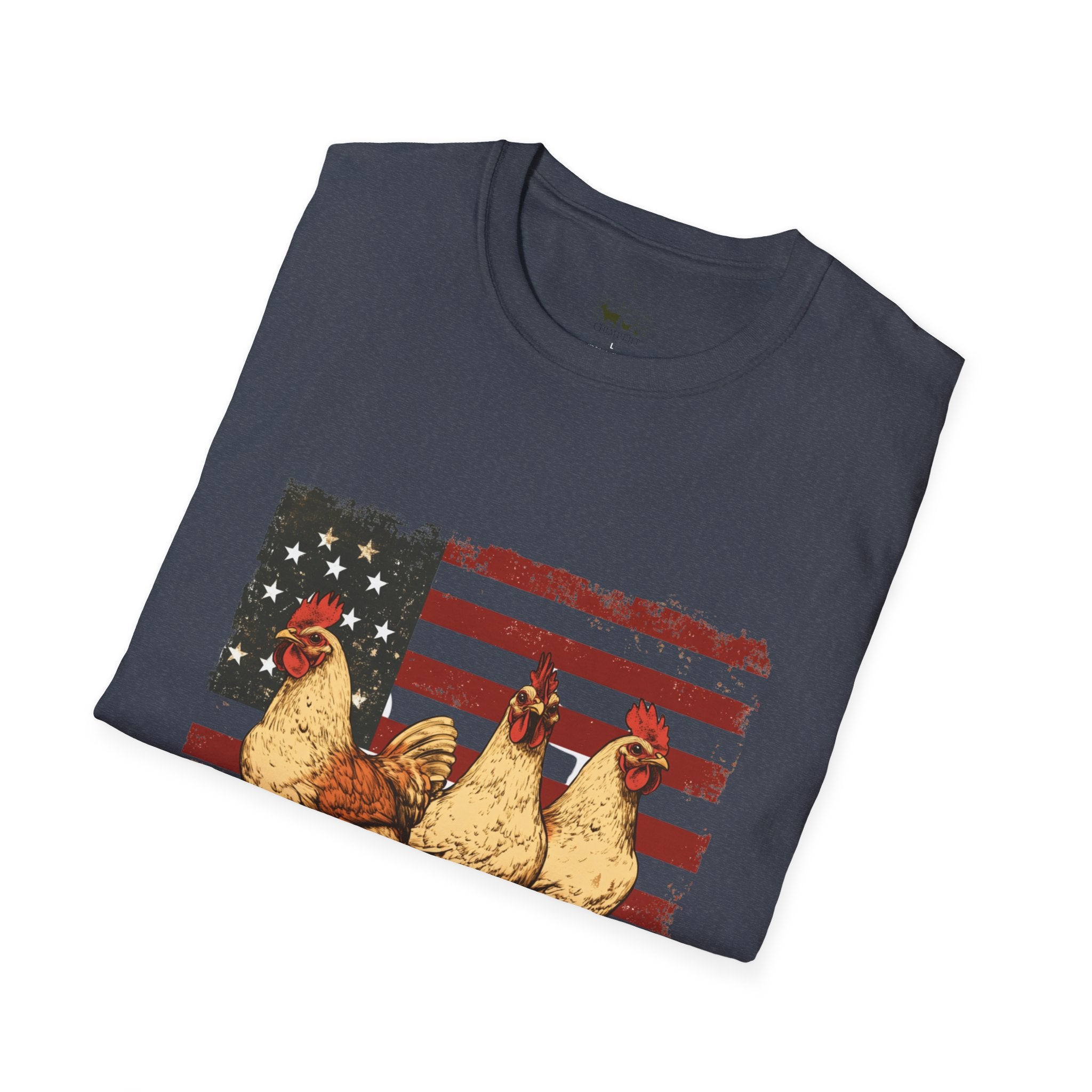 American Flag Chickens T-Shirt – American Flag Hen Shirt, Farm Life Tee, 4th of July Chicken Shirt, Backyard Chicken Keeper Gift, Homestead Farm Apparel