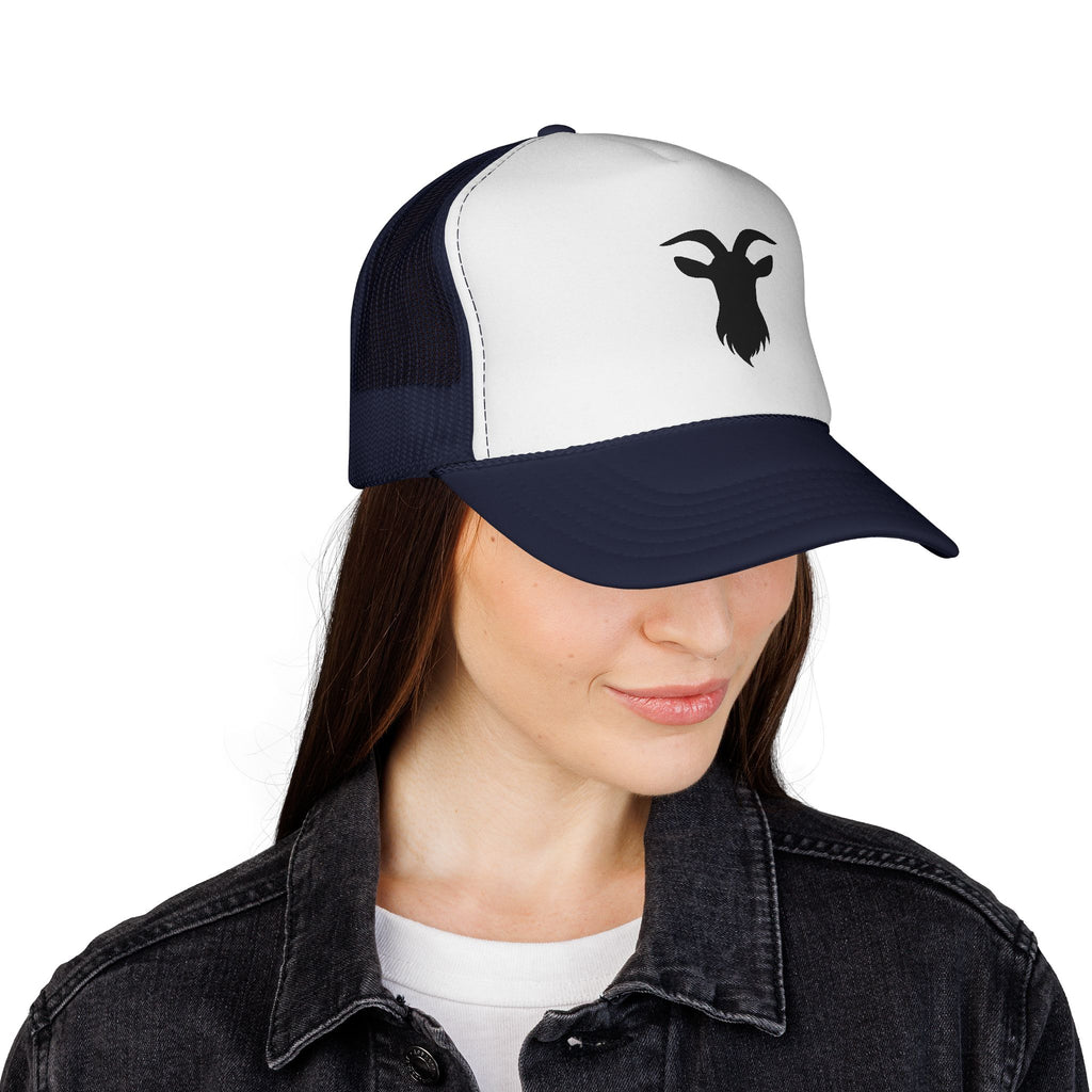 Goat Silhouette Trucker Hat – Farm Goat Hat, Homestead Goat Keeper Cap, Minimalist Farm Life Snapback