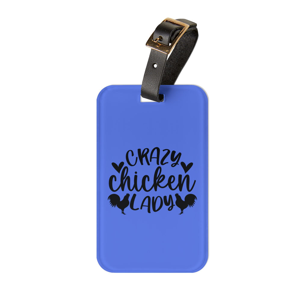 Dark Blue Crazy Chicken Lady Luggage Tag | Funny Chicken Travel Tag | Farm Girl Suitcase Identifier | Chicken Lover Travel Accessory | Gumpert Homestead